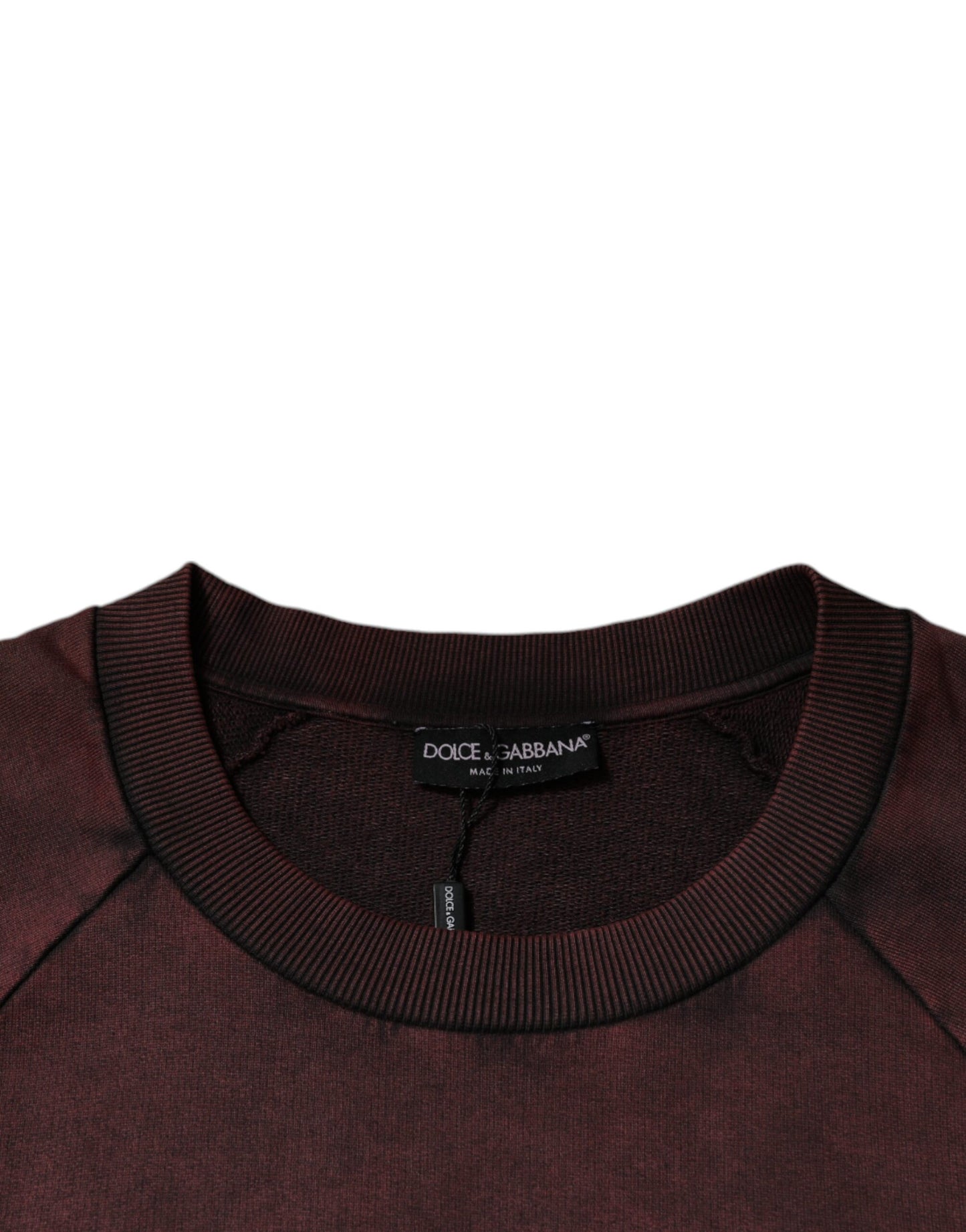 Dolce & Gabbana Brauner Logo-Baumwollpullover mit Rundhalsausschnitt