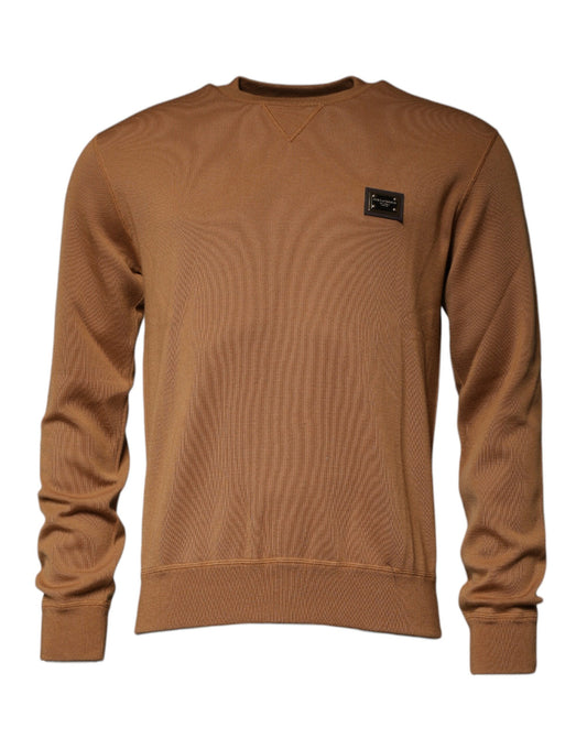 Dolce & Gabbana Brauner Logo-Plakette Rundhals-Pullover