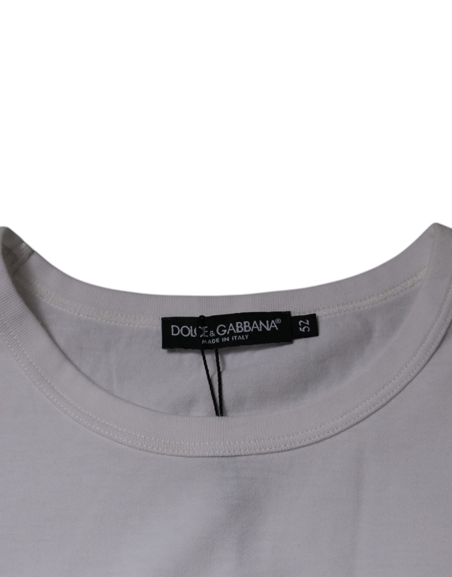 Dolce & Gabbana Weißes T-Shirt mit Logo-Prägung aus Baumwolle mit Rundhalsausschnitt