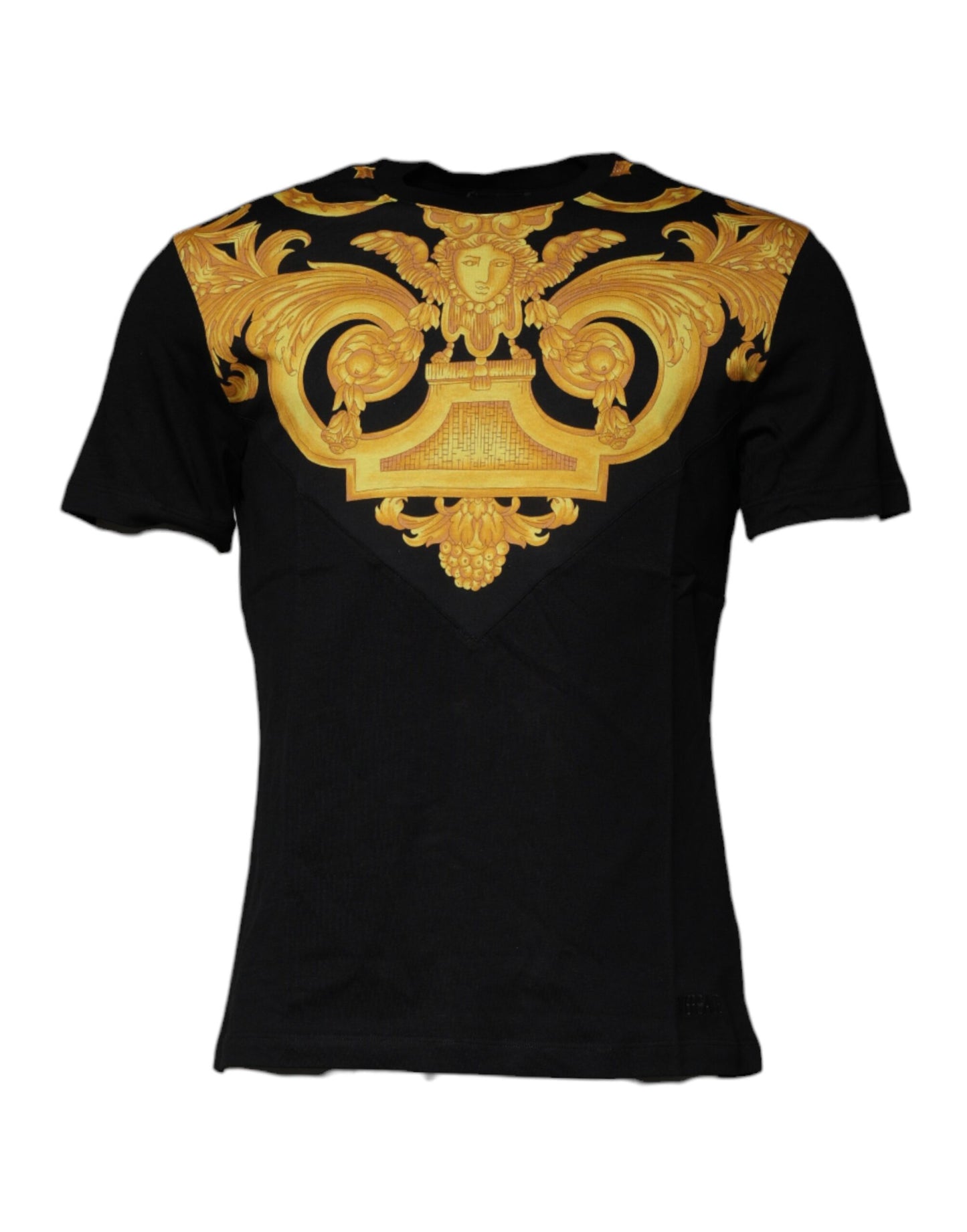 Versace Schwarzes T-Shirt mit Rundhalsausschnitt aus Baumwolle mit Medusa-Druck