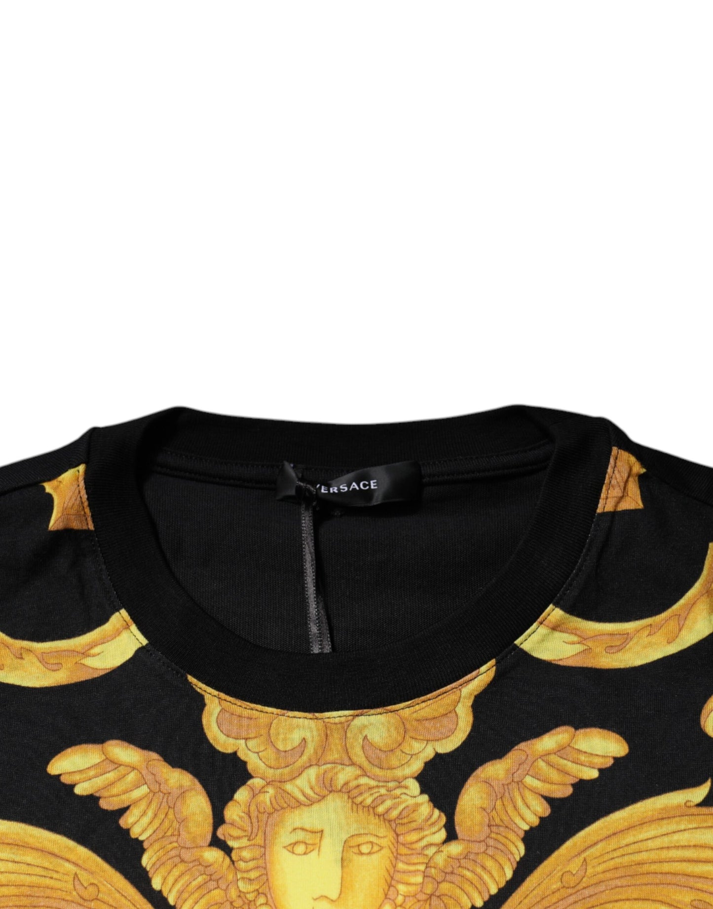 Versace Schwarzes T-Shirt mit Rundhalsausschnitt aus Baumwolle mit Medusa-Druck