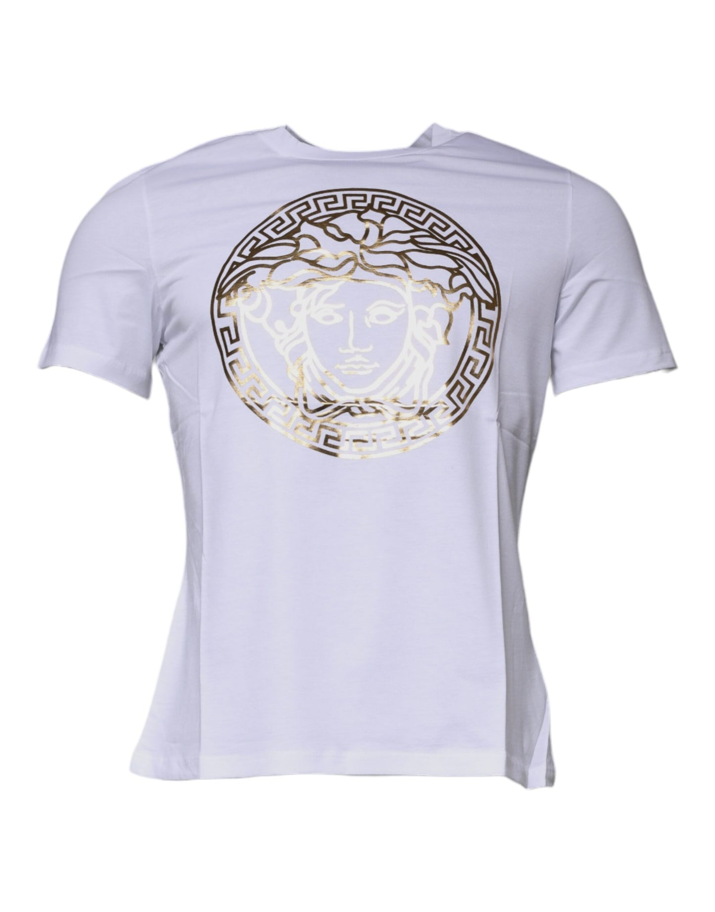 Versace Weißes T-Shirt mit Rundhalsausschnitt und Medusa-Druck aus Baumwolle