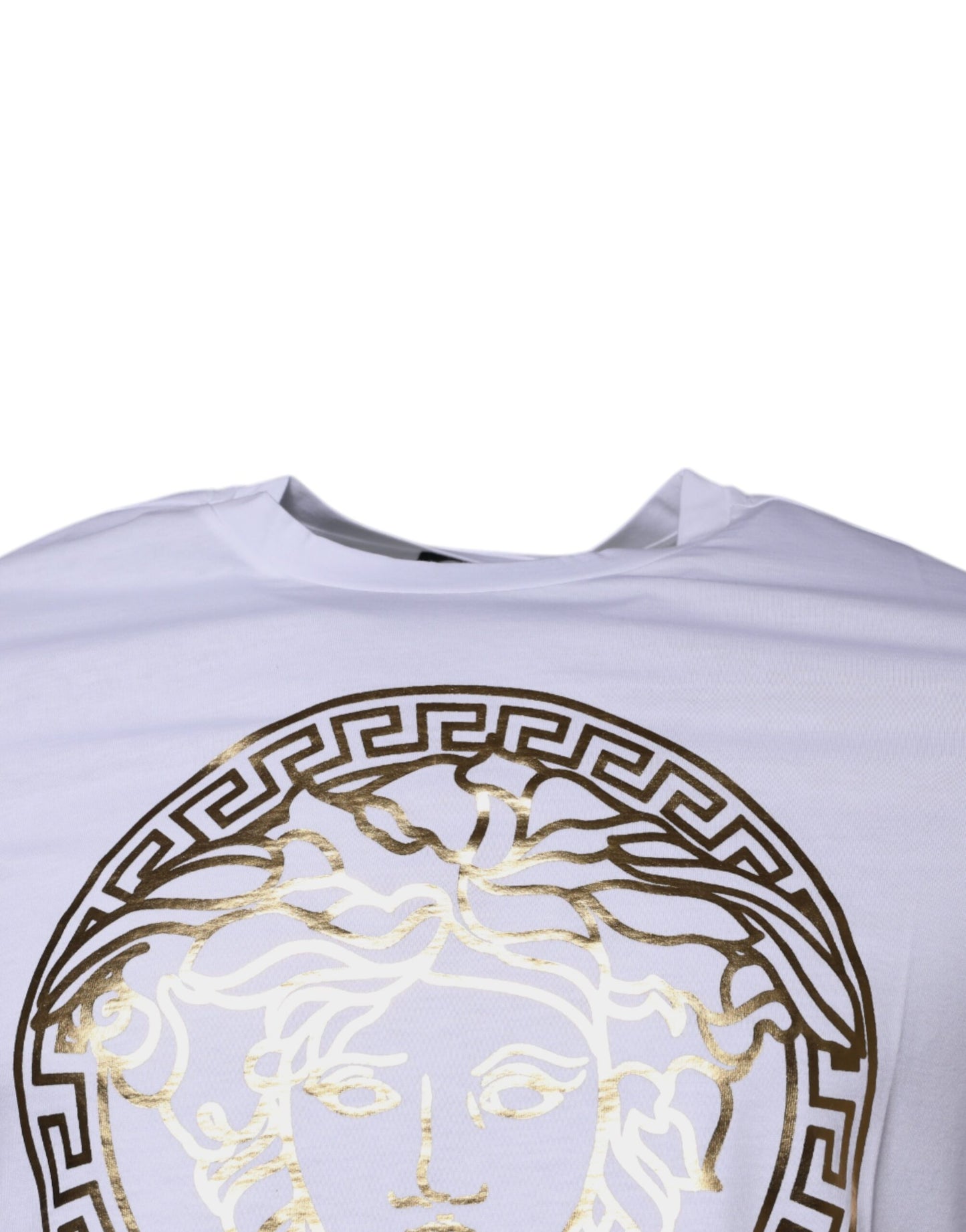 Versace Weißes T-Shirt mit Rundhalsausschnitt und Medusa-Druck aus Baumwolle