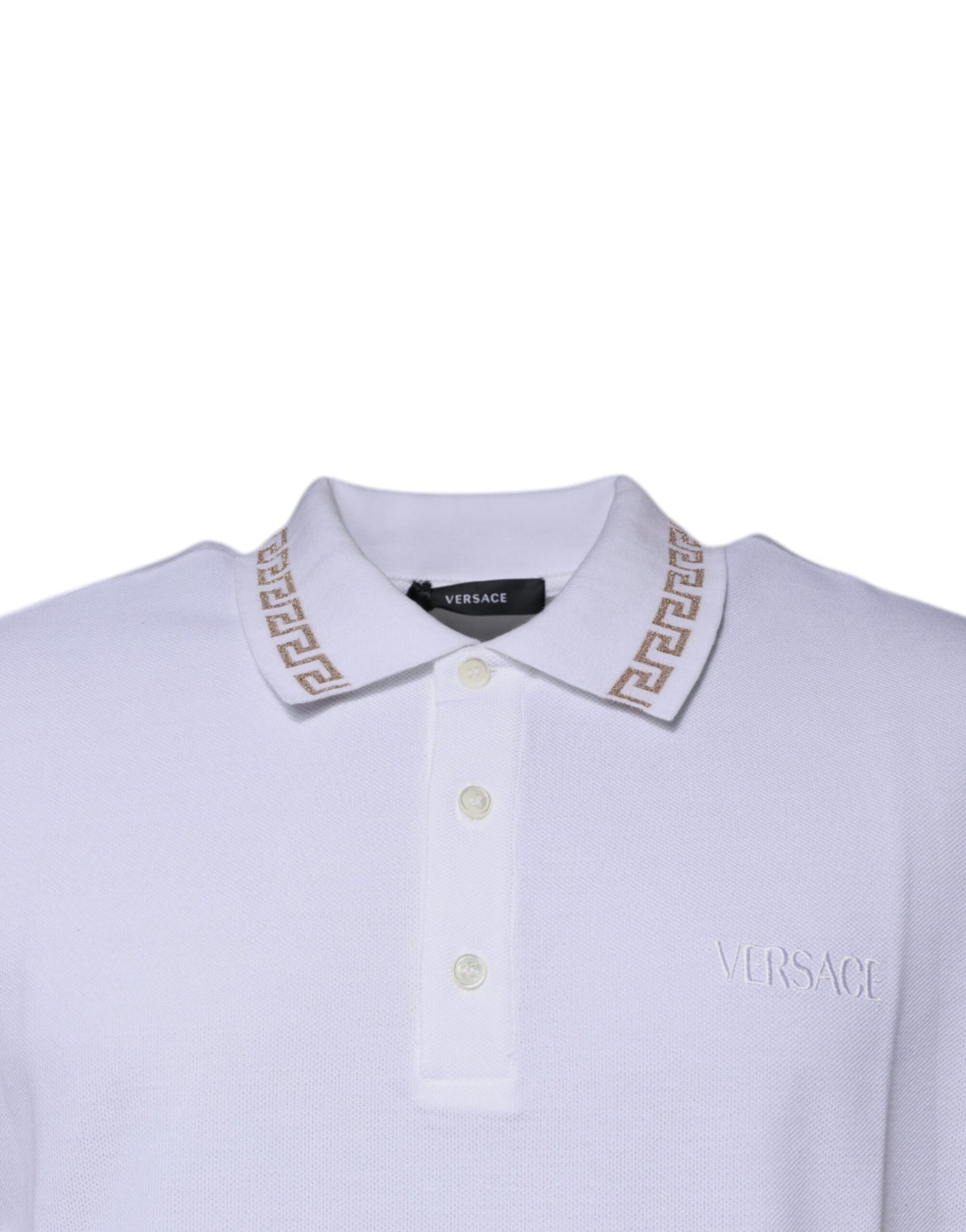 Versace Weißes Polo-Shirt mit Viskosekragen für Männer mit kurzen Ärmeln