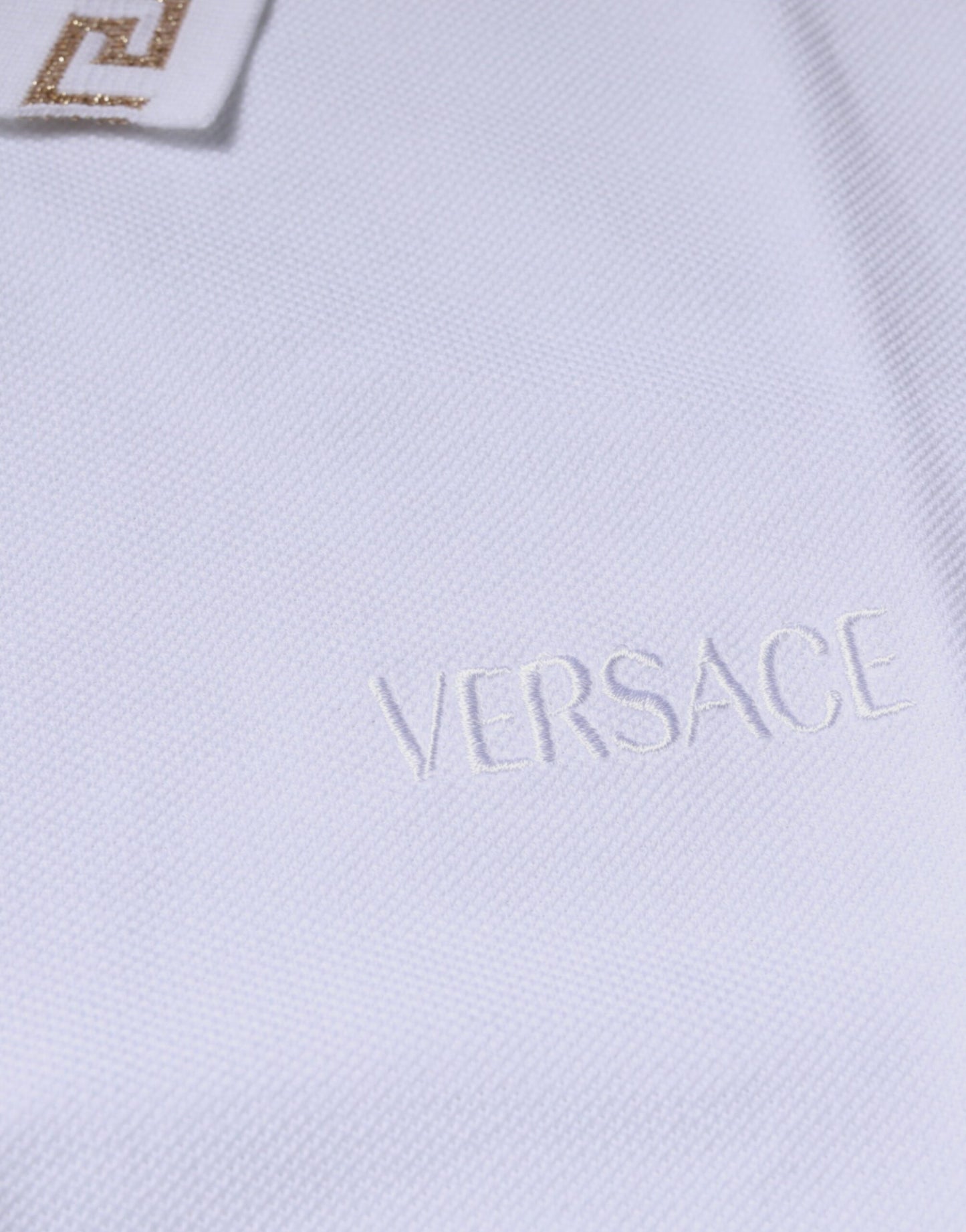 Versace Weißes Polo-Shirt mit Viskosekragen für Männer mit kurzen Ärmeln