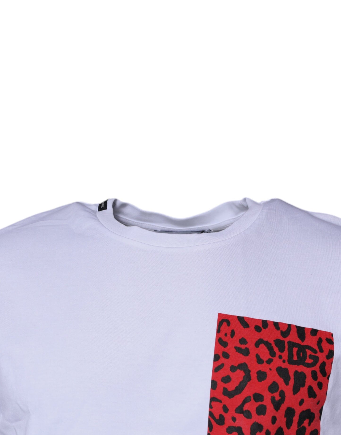 Dolce & Gabbana Weiß Rot Leopard Baumwolle Rundhals T-Shirt