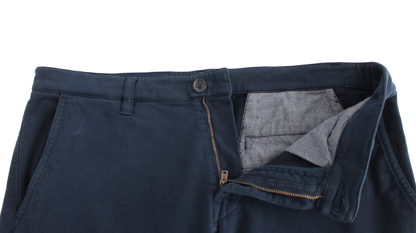 GF Ferre Elegante blaue Baumwoll-Stretch-Chinos