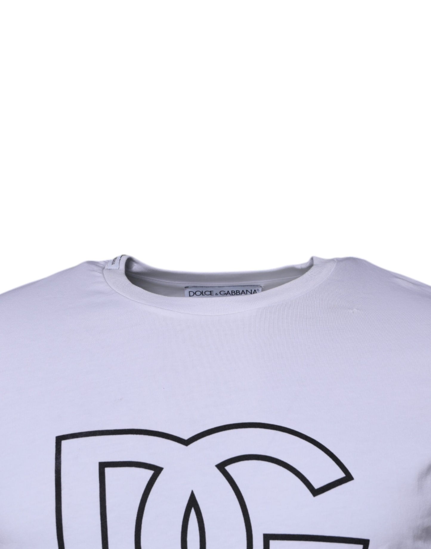 Dolce & Gabbana Weißes DG Logo Baumwoll-T-Shirt mit Rundhalsausschnitt