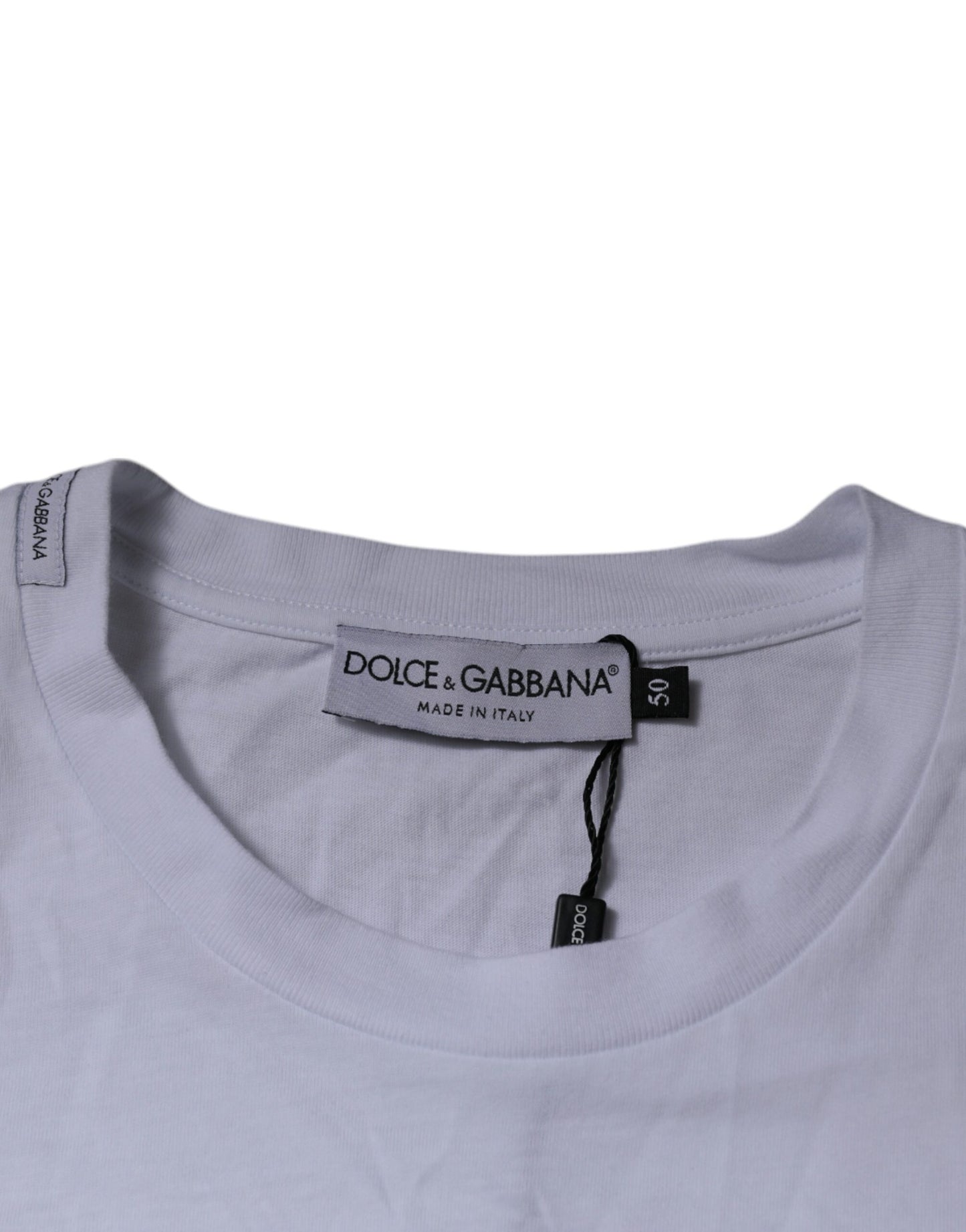 Dolce & Gabbana Weißes DG Logo Baumwoll-T-Shirt mit Rundhalsausschnitt