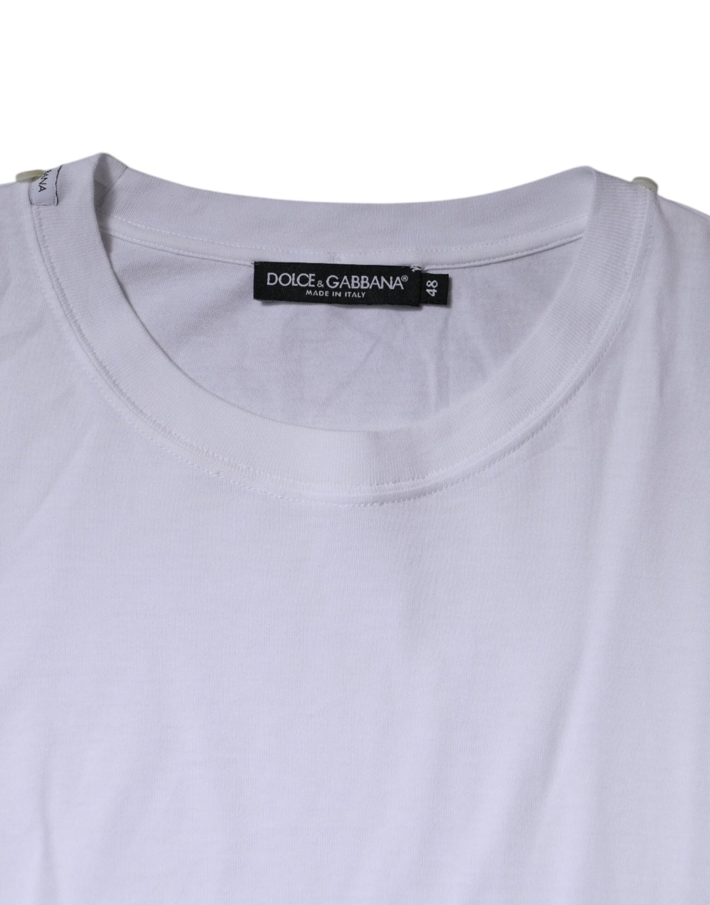 Dolce & Gabbana Weißes Baumwoll-T-Shirt mit Rundhalsausschnitt und kurzen Ärmeln