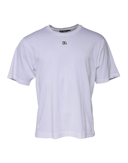 Dolce & Gabbana Weißes DG Logo Rundhalsausschnitt Kurzarm-T-Shirt