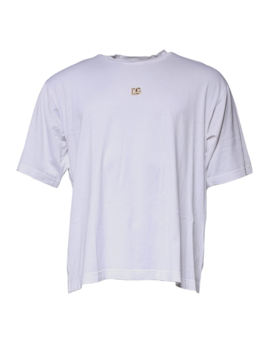 Dolce & Gabbana Weißes DG Logo Rundhalsausschnitt Kurzarm-T-Shirt