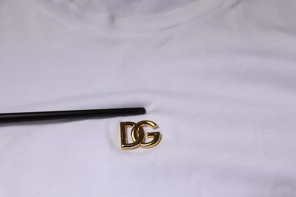 Dolce & Gabbana Weißes DG Logo Rundhalsausschnitt Kurzarm-T-Shirt