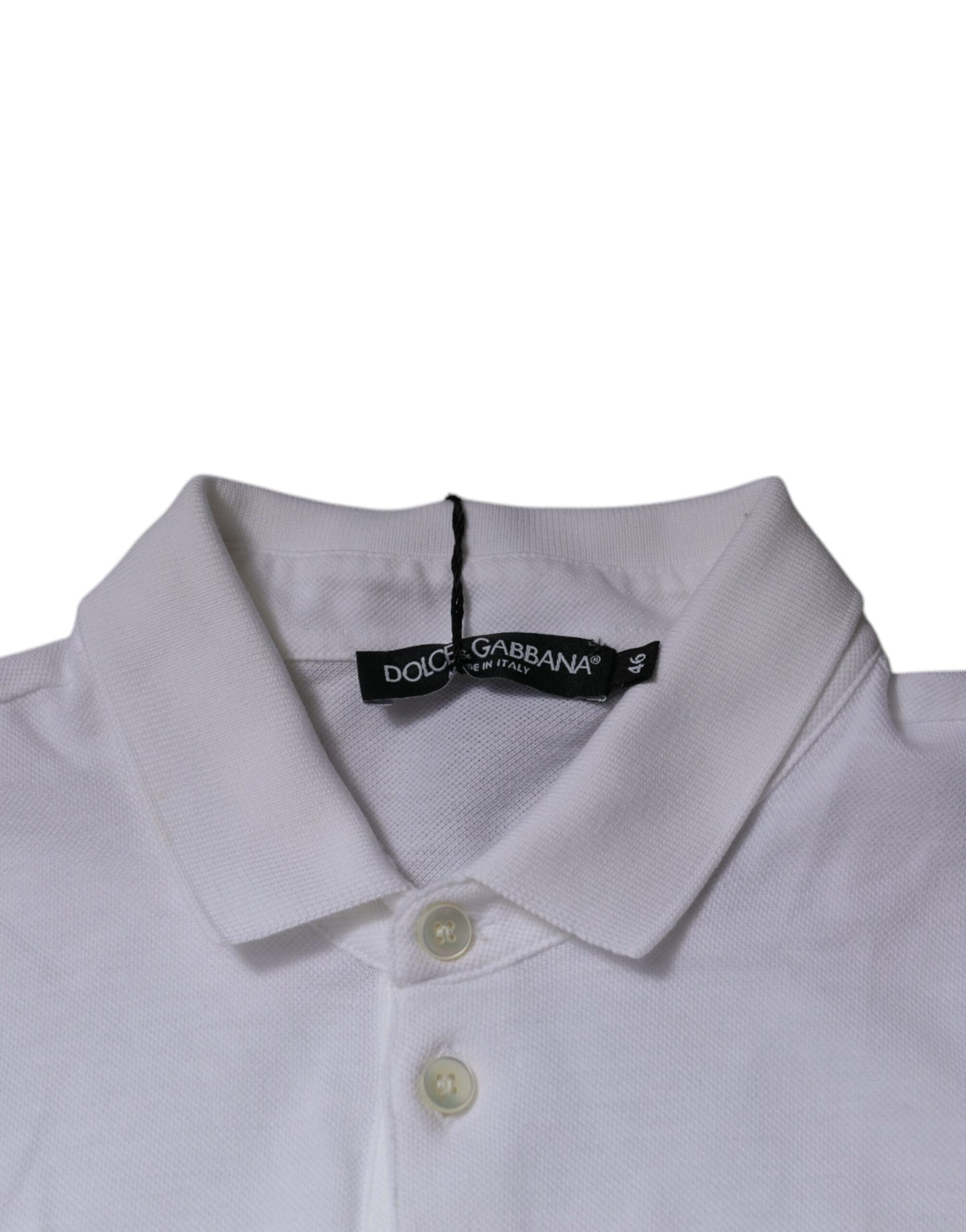 Dolce & Gabbana Weißes Baumwollkronen-Polo-T-Shirt mit Kragen