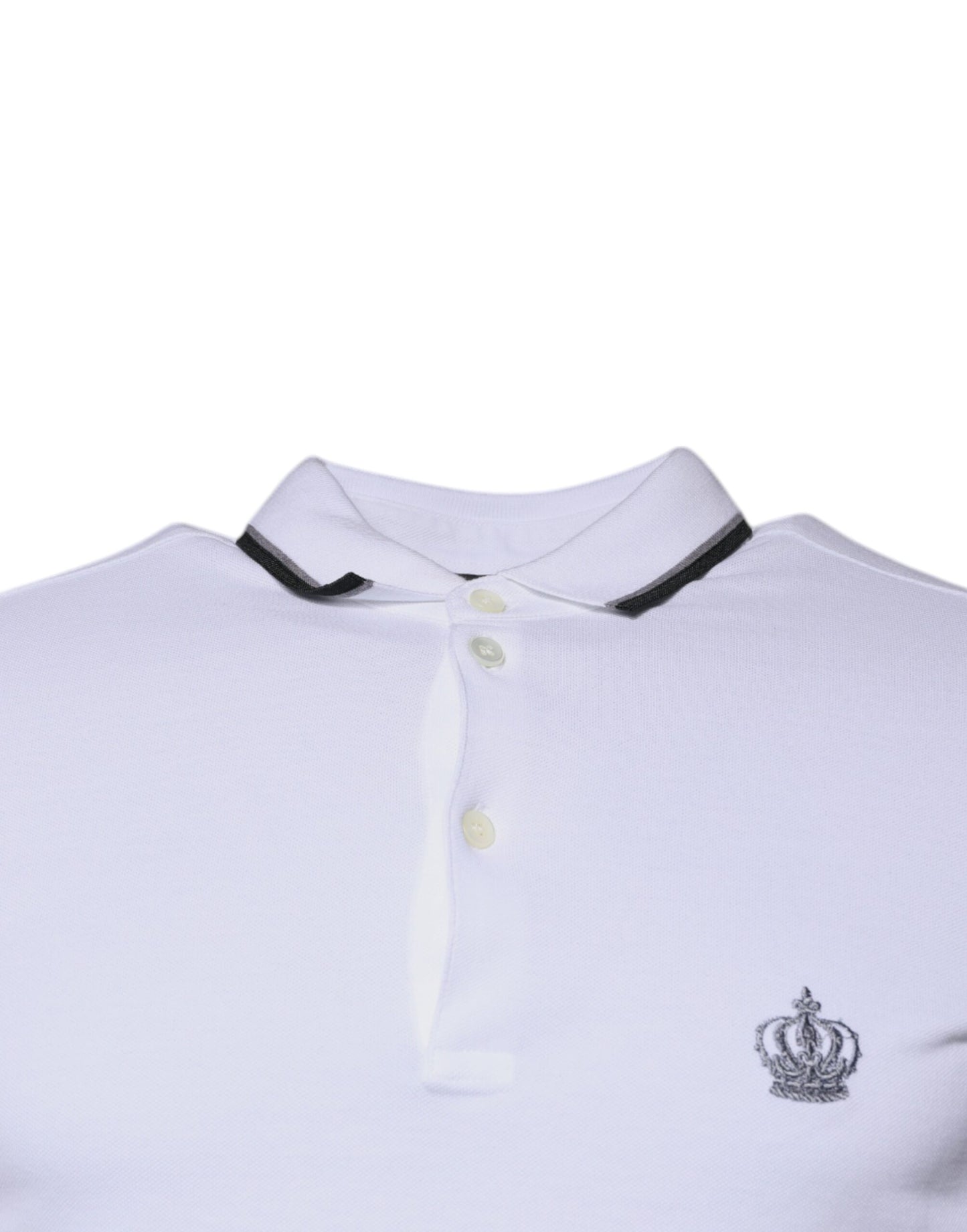 Dolce & Gabbana Weißes Baumwollkronen-Polo-T-Shirt mit Kragen