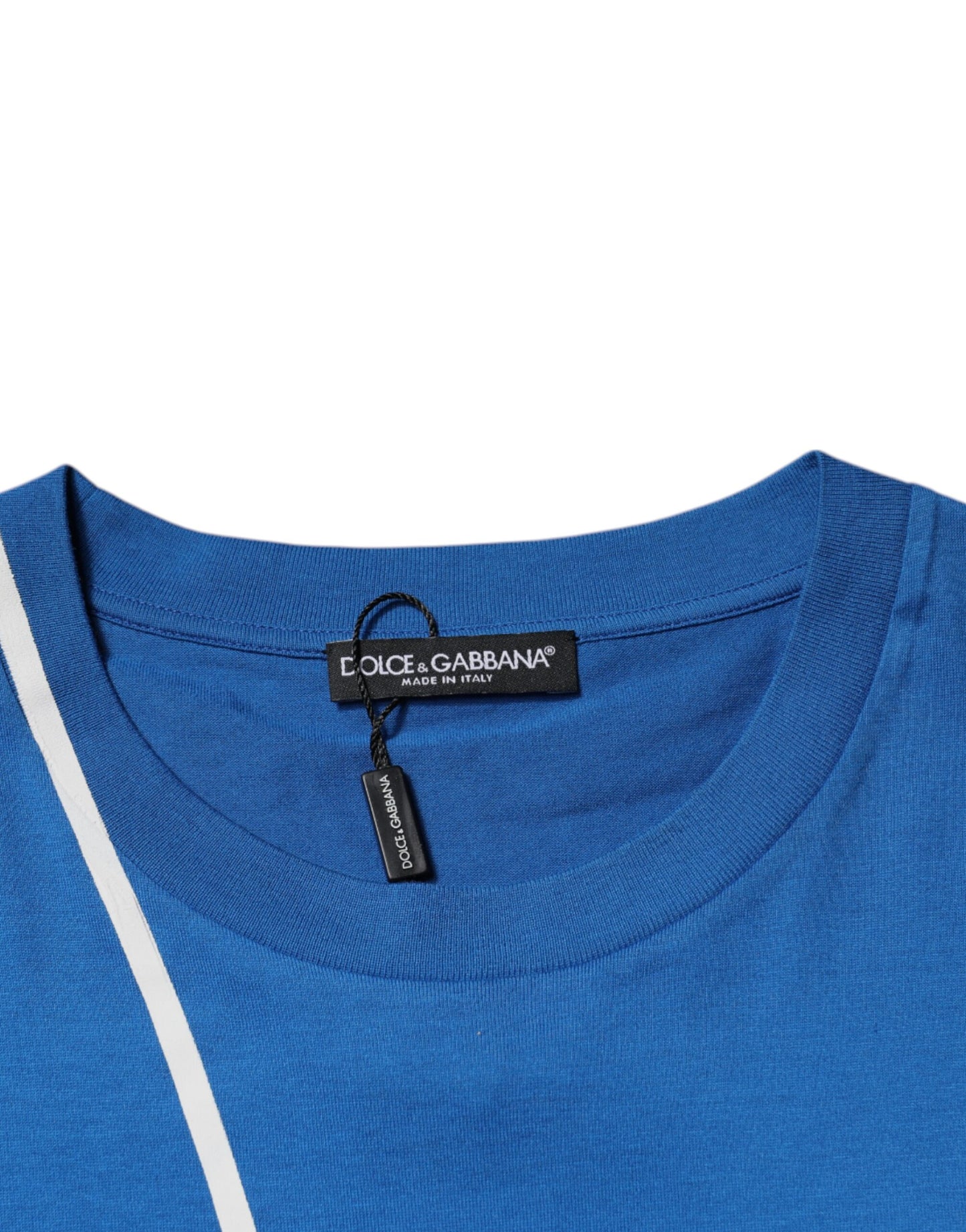 Dolce & Gabbana Blaues Logo Print Baumwolle Männer T-Shirt mit Rundhalsausschnitt