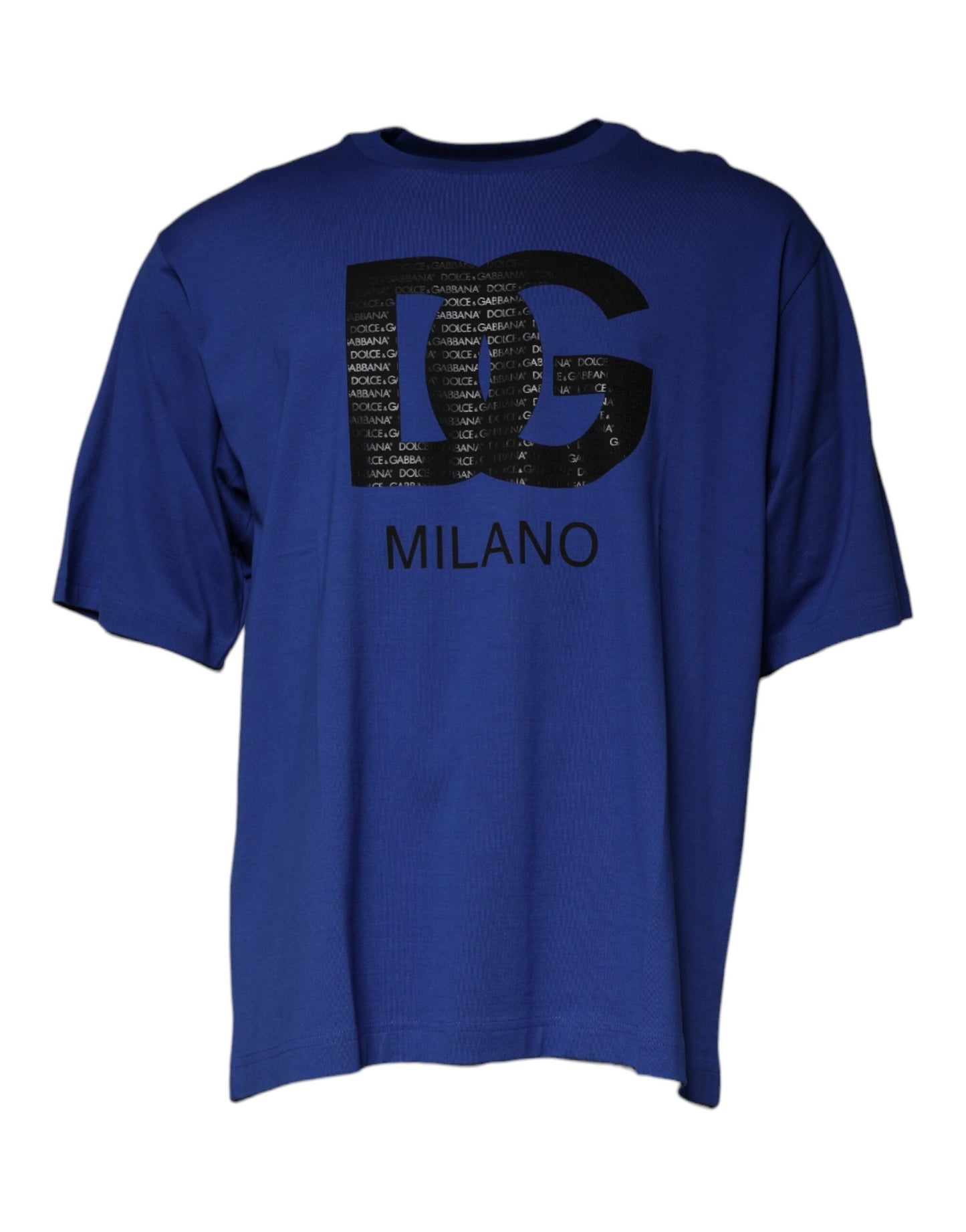 Dolce & Gabbana Blaues Logo Print Baumwolle Männer T-Shirt mit Rundhalsausschnitt