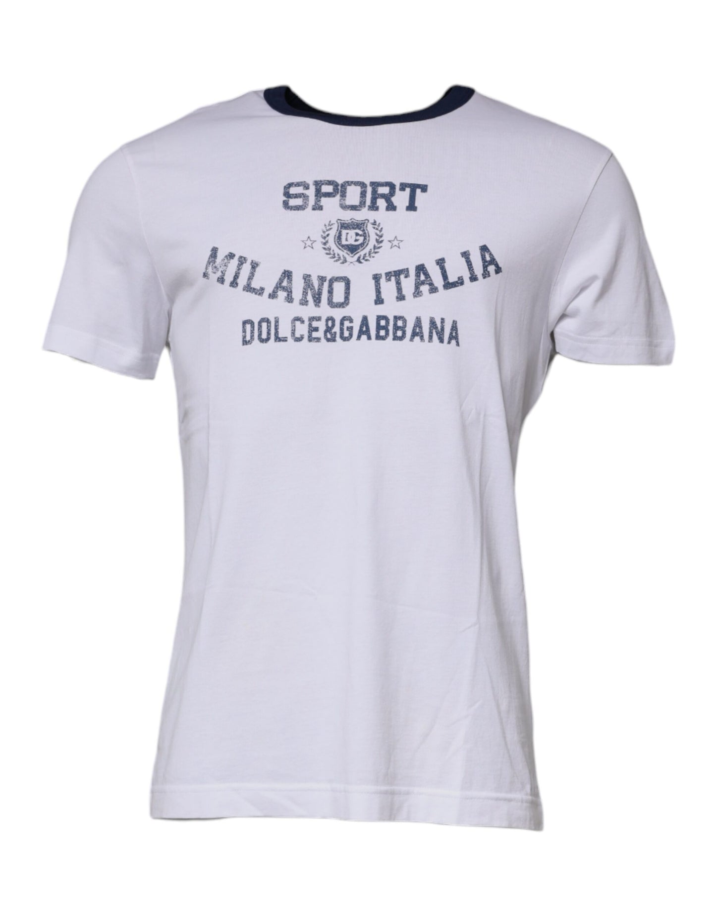 Dolce & Gabbana Weißes T-Shirt mit Rundhalsausschnitt aus Baumwolle mit Grafikdruck