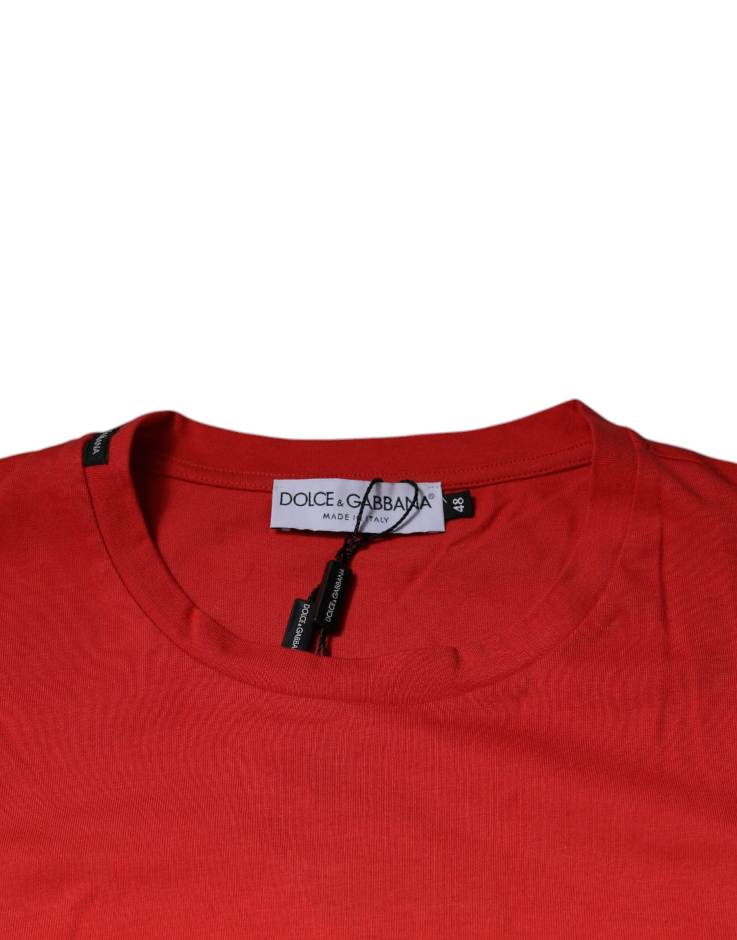 Dolce & Gabbana Rotes DG Logo Baumwoll-T-Shirt mit Rundhalsausschnitt