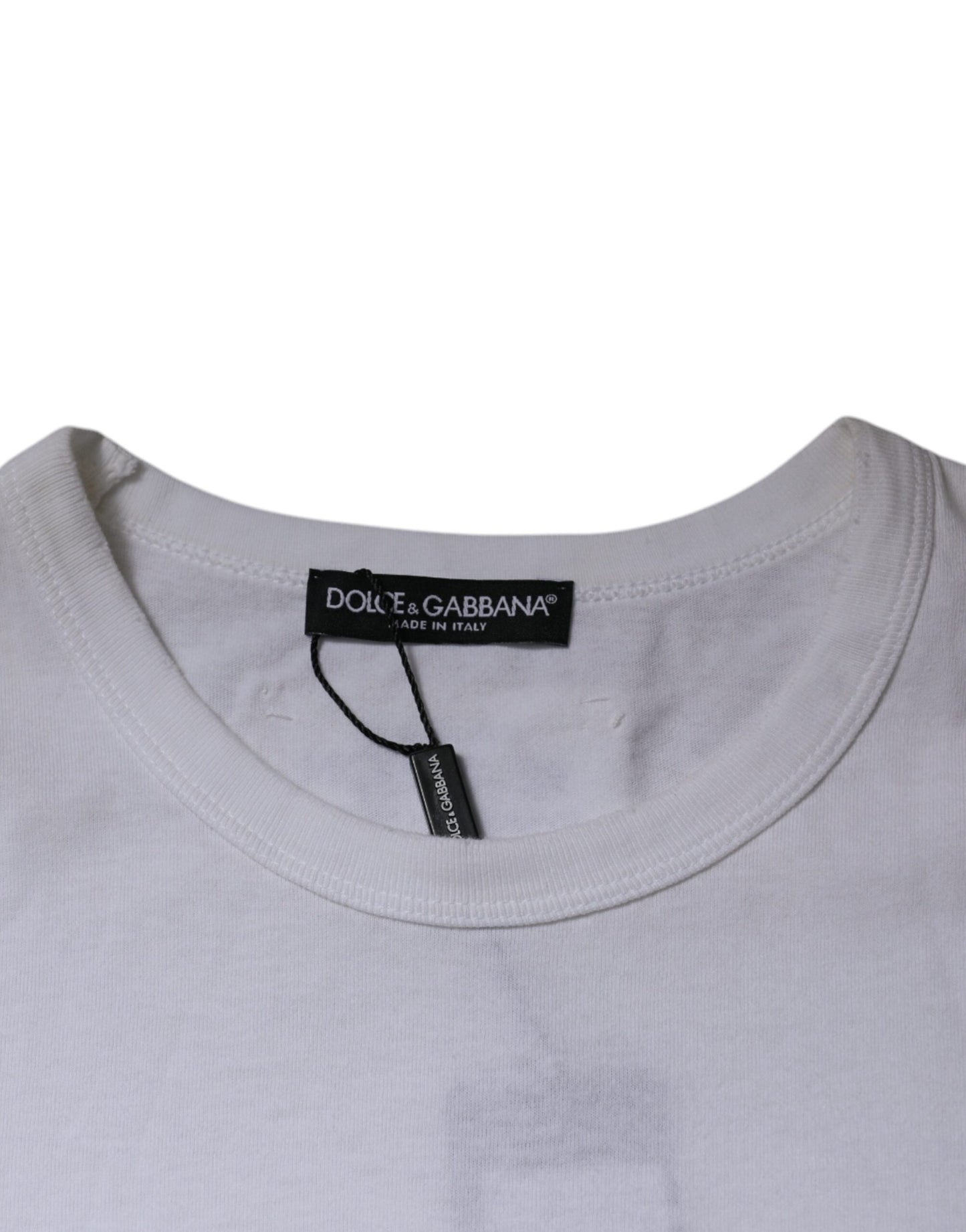 Dolce & Gabbana Weißes Streifen-T-Shirt mit Rundhalsausschnitt und kurzen Ärmeln