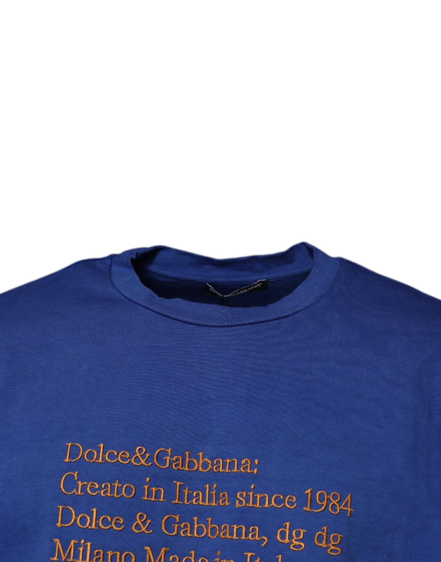 Dolce & Gabbana Blaues T-Shirt mit Rundhalsausschnitt aus Baumwolle mit Grafikdruck