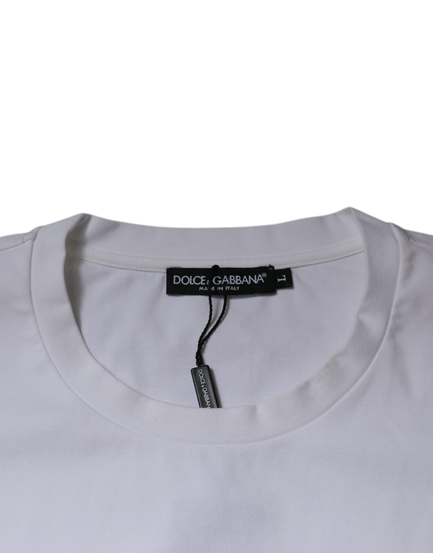 Dolce & Gabbana Weißes DG Logo Baumwoll-T-Shirt mit Rundhalsausschnitt