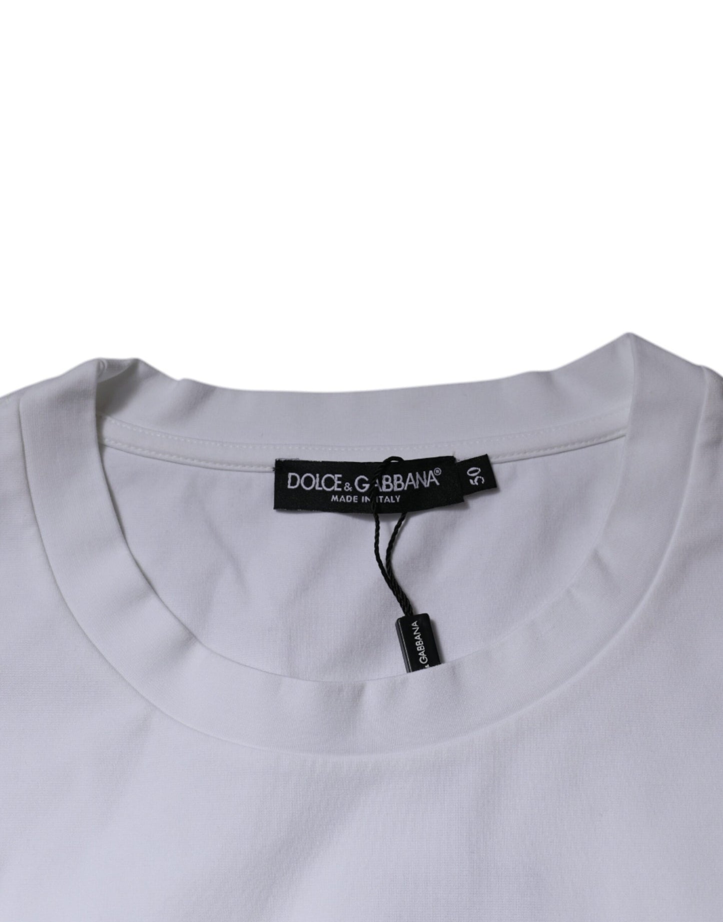 Dolce & Gabbana Weißes DG Logo Baumwoll-T-Shirt mit Rundhalsausschnitt