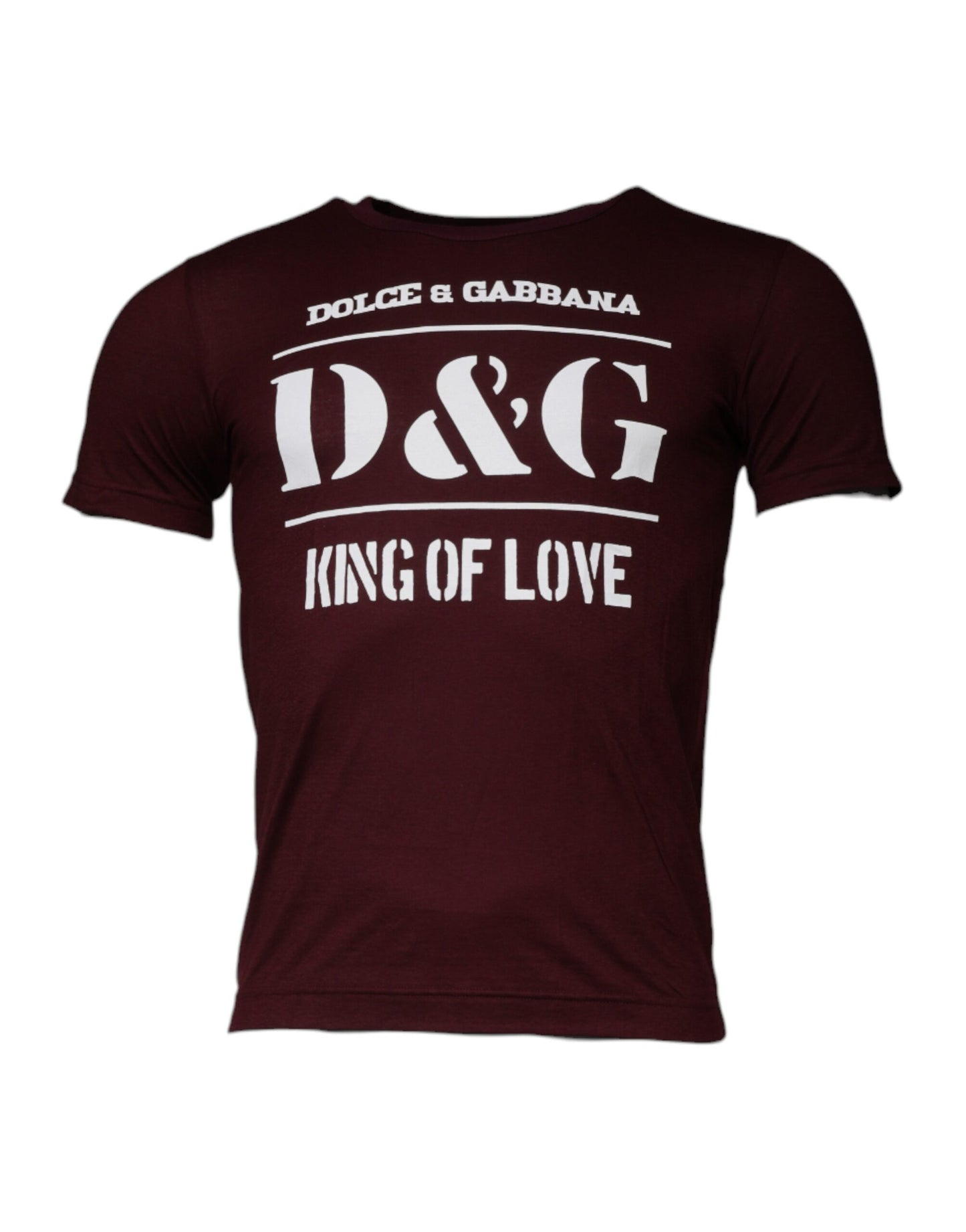 Dolce & Gabbana Dunkelrotes D&G King Of Love T-Shirt mit Rundhalsausschnitt