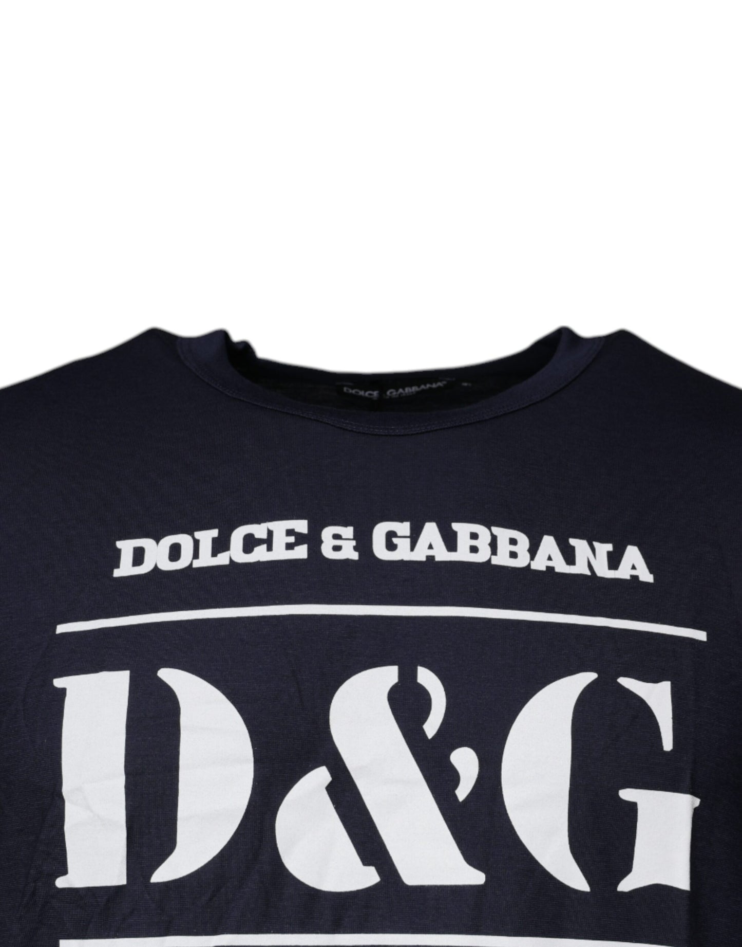 Dolce & Gabbana Blaues D&G King Of Love Baumwoll-T-Shirt mit Rundhalsausschnitt