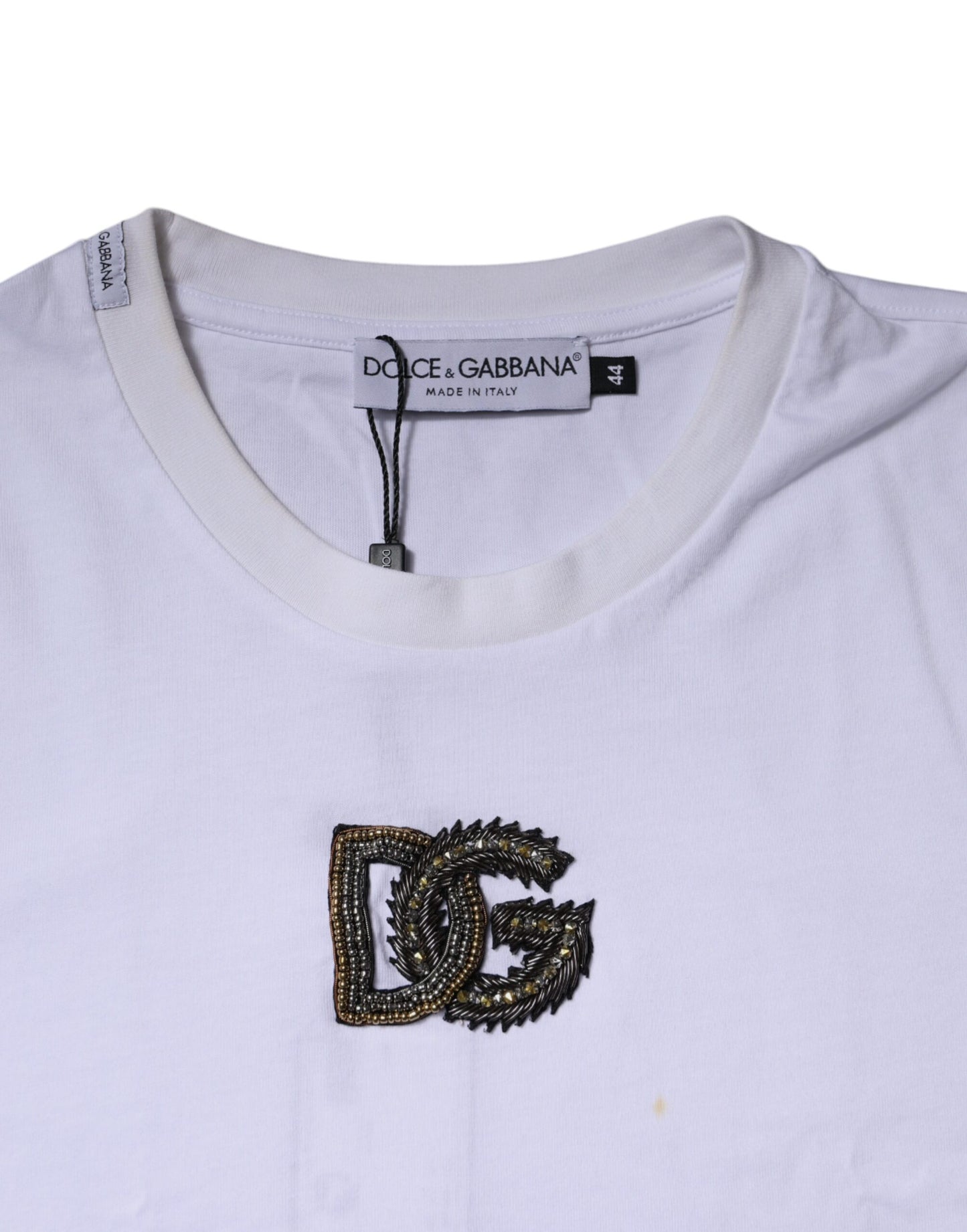 Dolce & Gabbana Weißes DG Logo Baumwoll-T-Shirt mit Rundhalsausschnitt