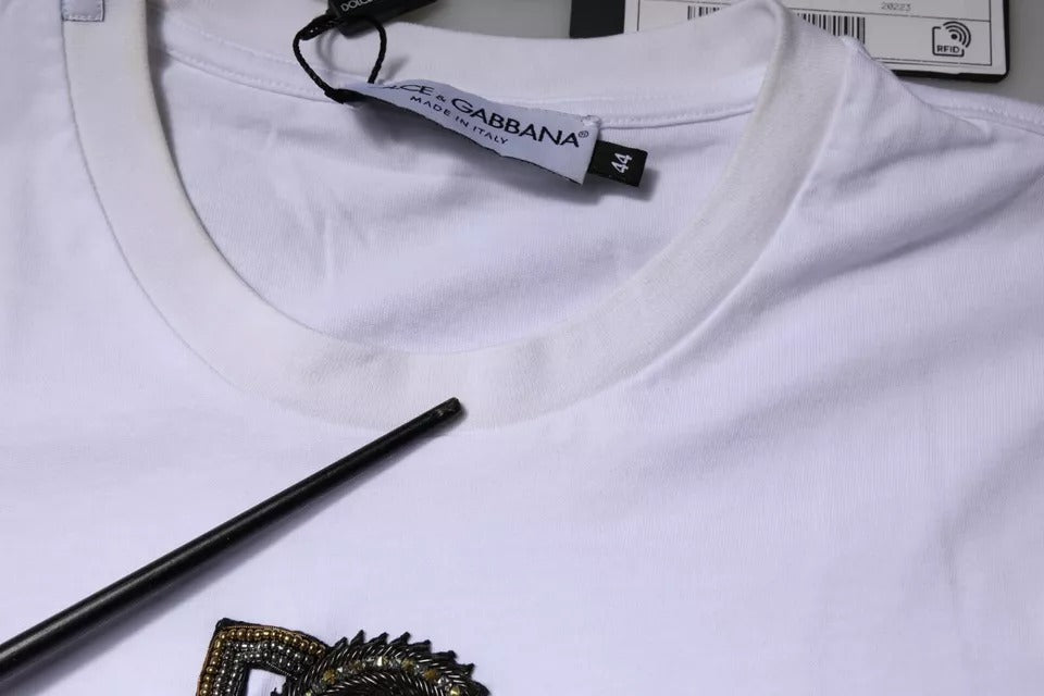 Dolce & Gabbana Weißes DG Logo Baumwoll-T-Shirt mit Rundhalsausschnitt