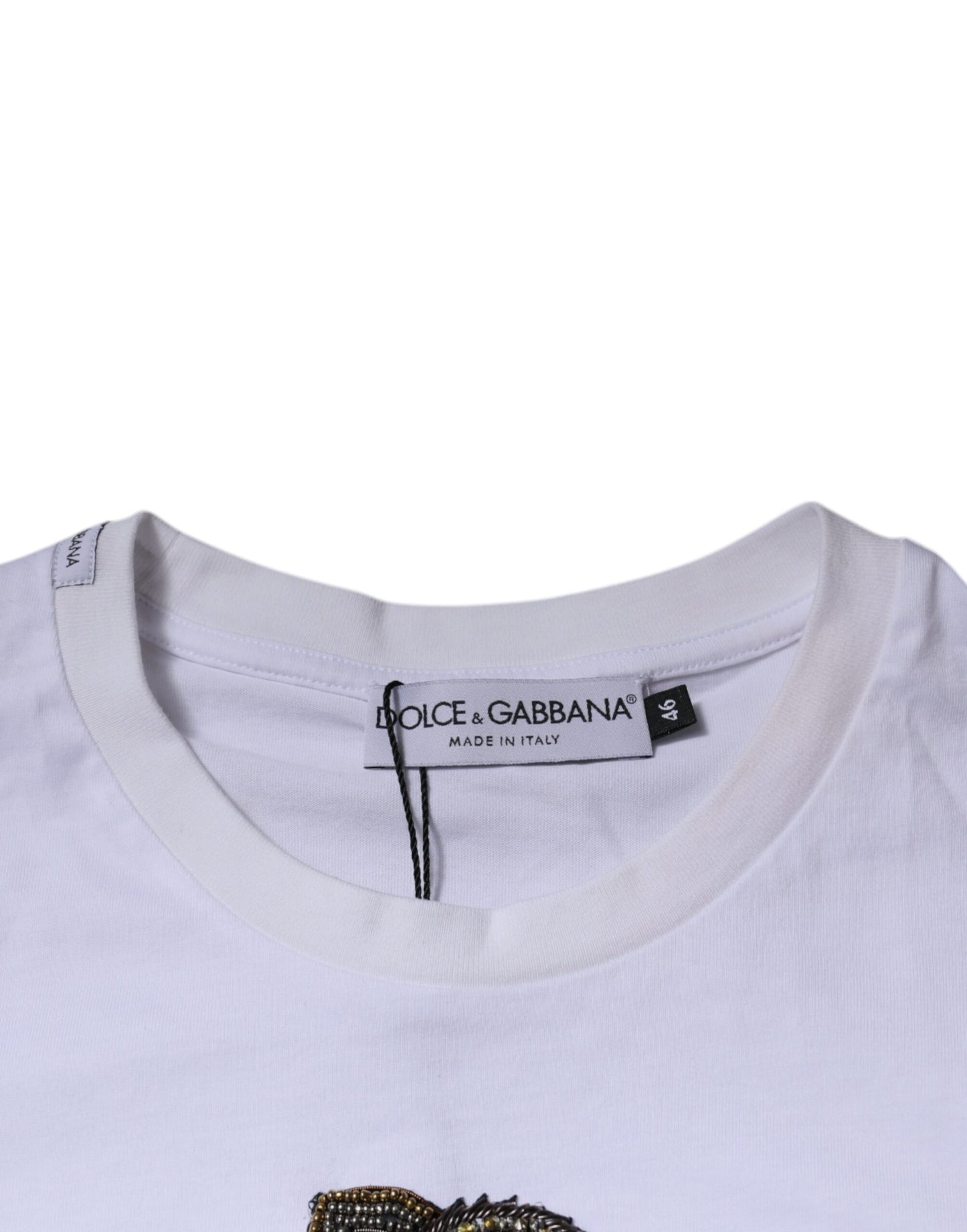 Dolce & Gabbana Weißes DG Logo Baumwoll-T-Shirt mit Rundhalsausschnitt