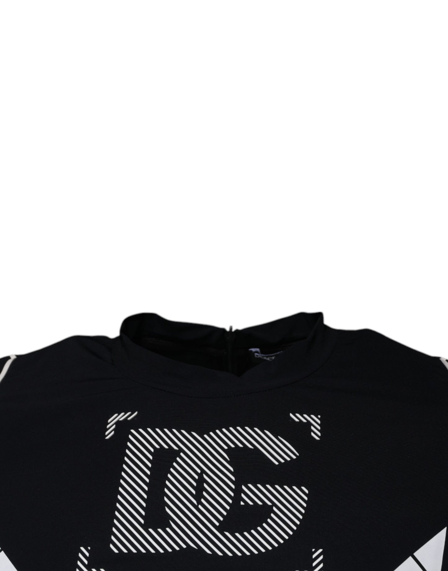 Dolce & Gabbana Schwarzes Nylon-T-Shirt mit Rundhalsausschnitt und Grafikdruck