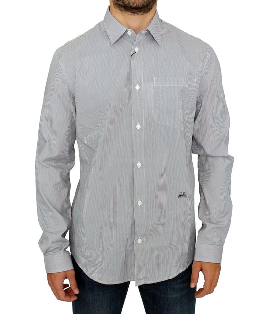 GF Ferre Chic grey striped cotton casual shirt