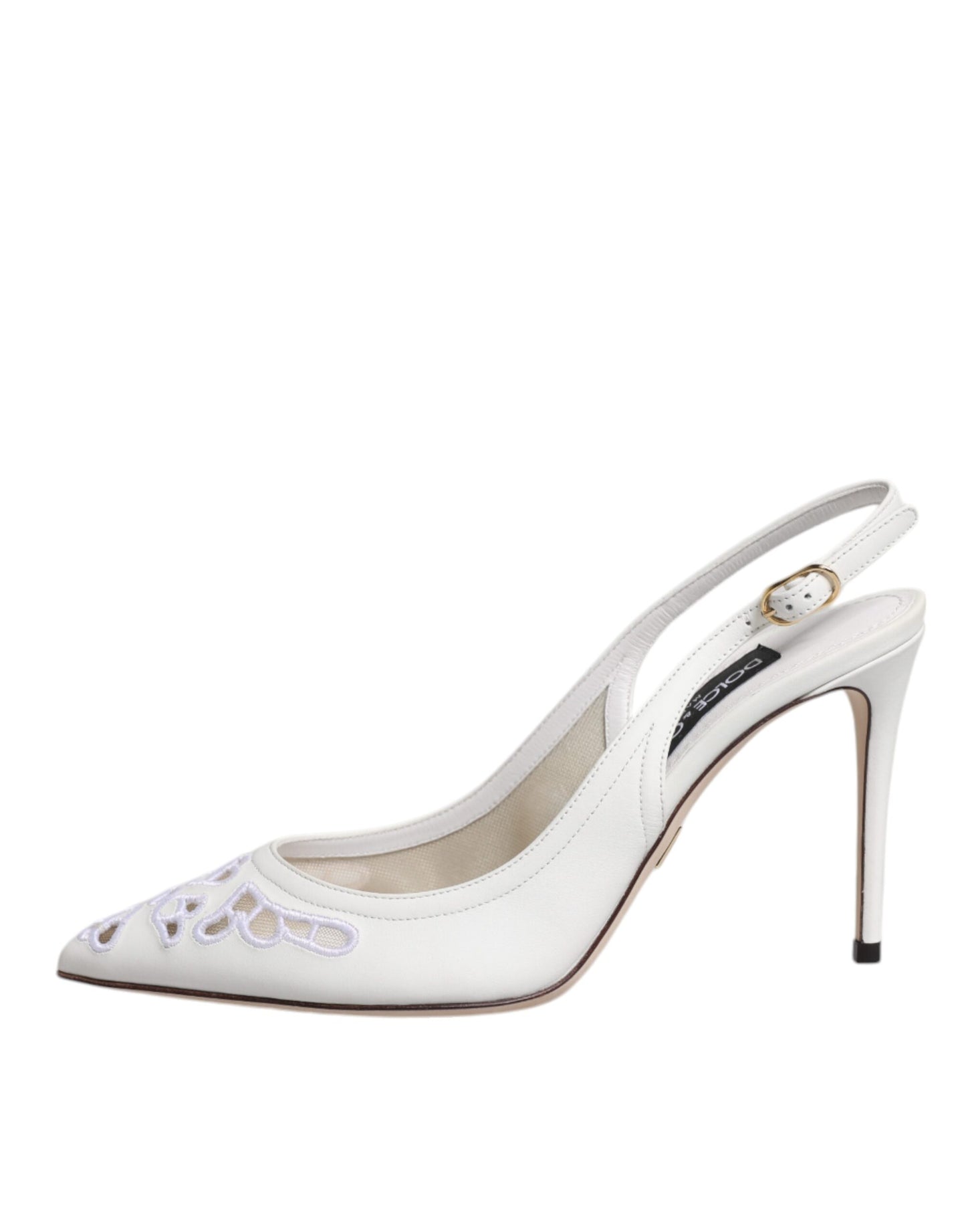 Dolce & Gabbana Weiße Leder Stiletto Heels Slingback Schuhe