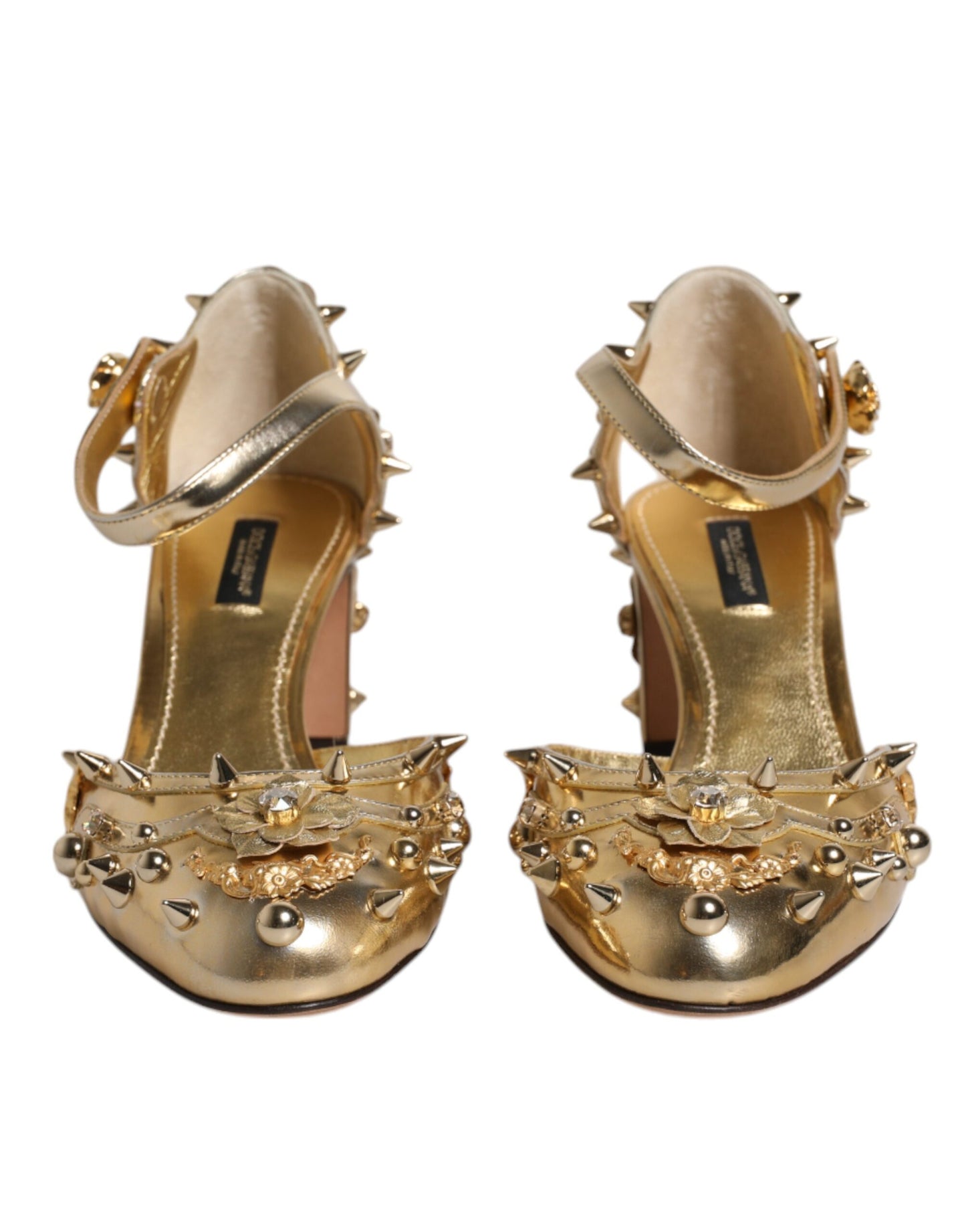 Dolce & Gabbana Gold Nieten Vally Slingback Sandalen Schuhe