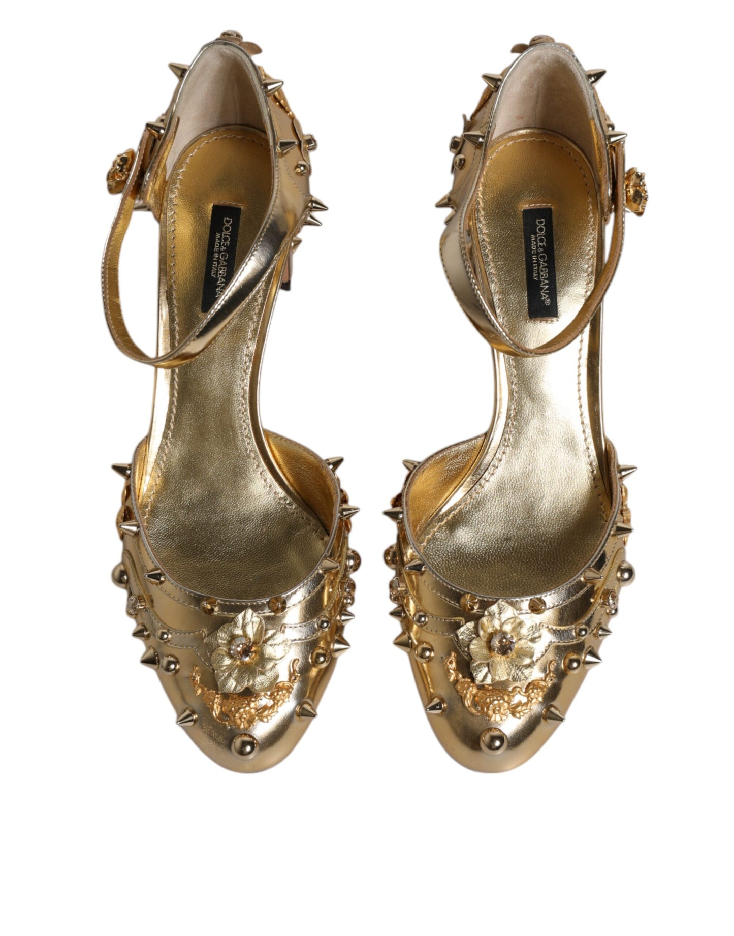 Dolce & Gabbana Gold Nieten Vally Slingback Sandalen Schuhe