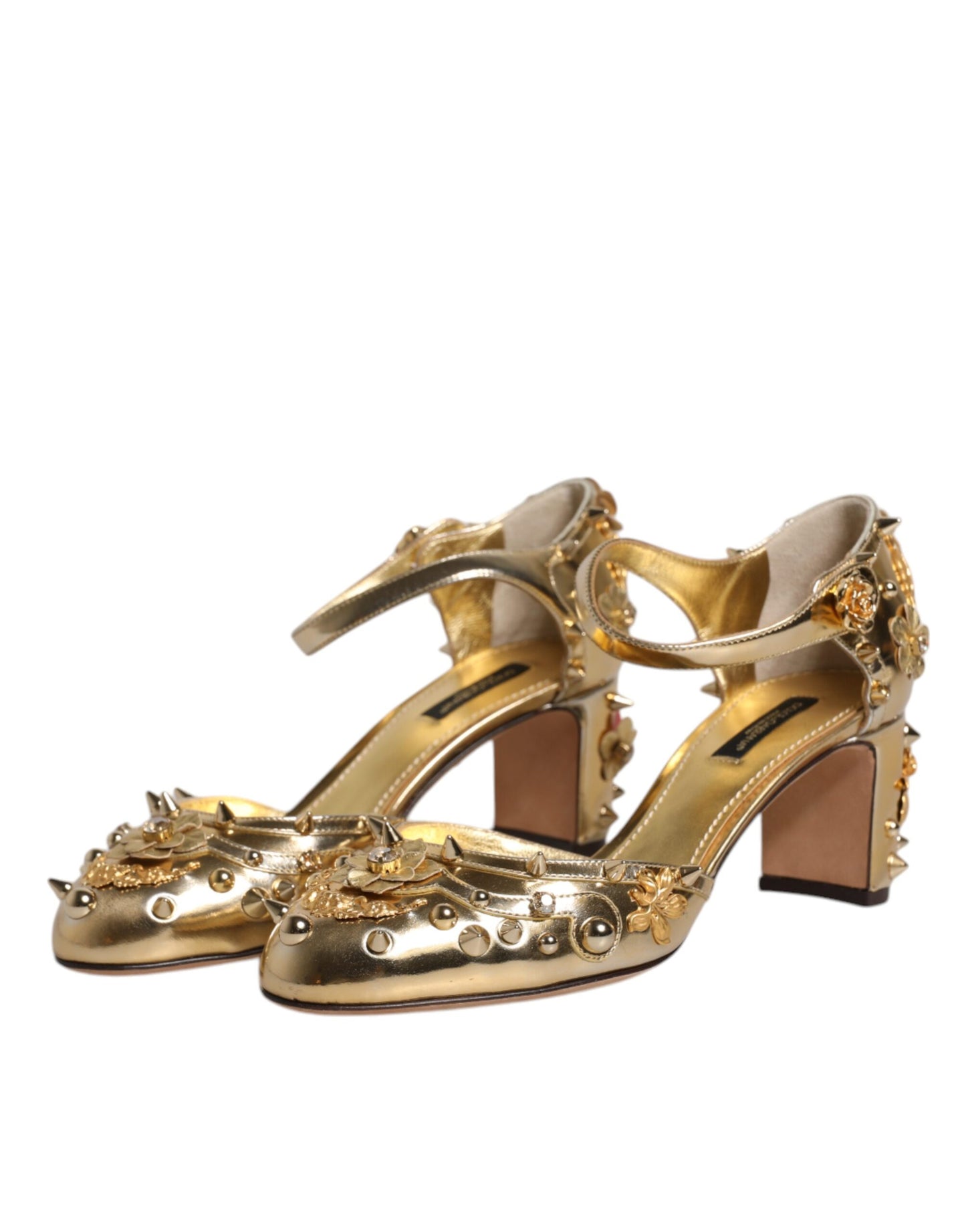 Dolce & Gabbana Gold Nieten Vally Slingback Sandalen Schuhe