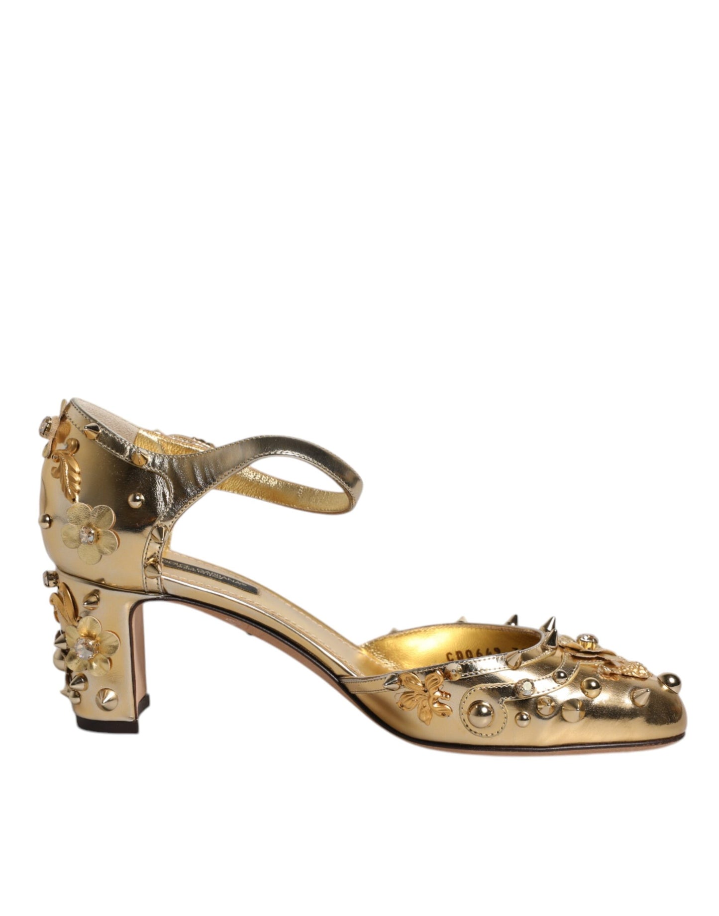 Dolce & Gabbana Gold Nieten Vally Slingback Sandalen Schuhe