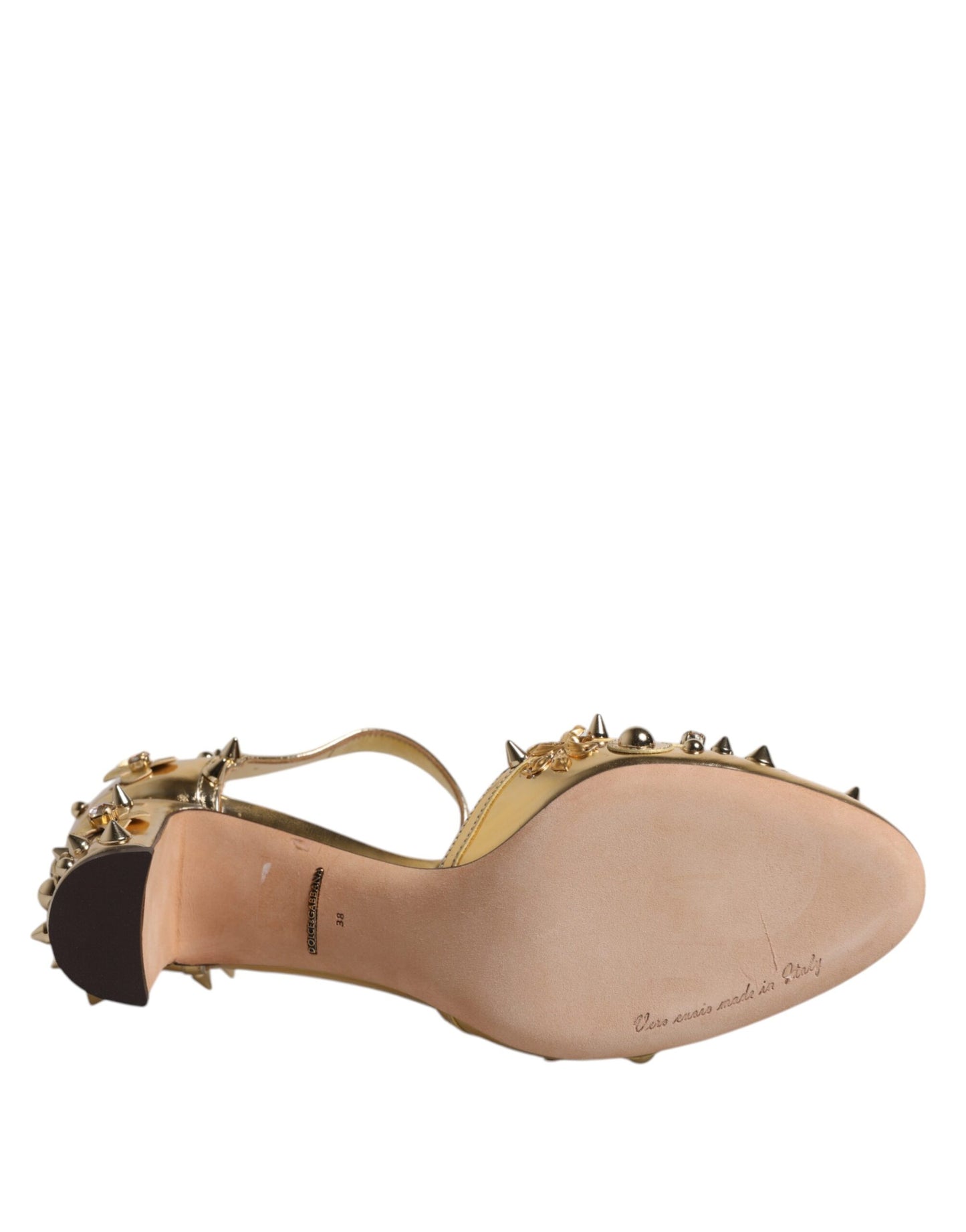 Dolce & Gabbana Gold Nieten Vally Slingback Sandalen Schuhe