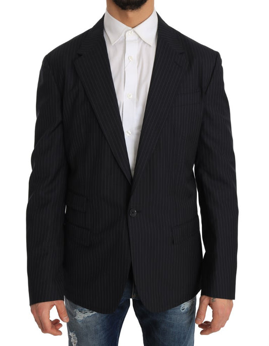 Dolce & Gabbana Eleganter gestreifter Blazer aus Wolle und Seide in schmaler Passform