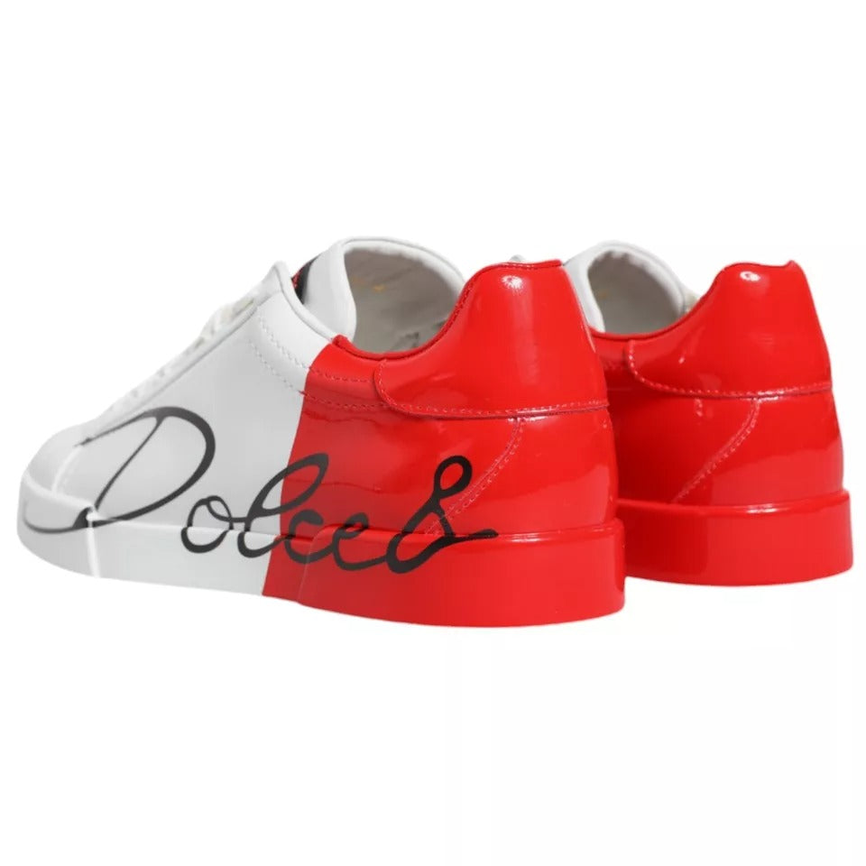 Dolce & Gabbana Weiß Rot Portofino Low Top Turnschuhe Schuhe