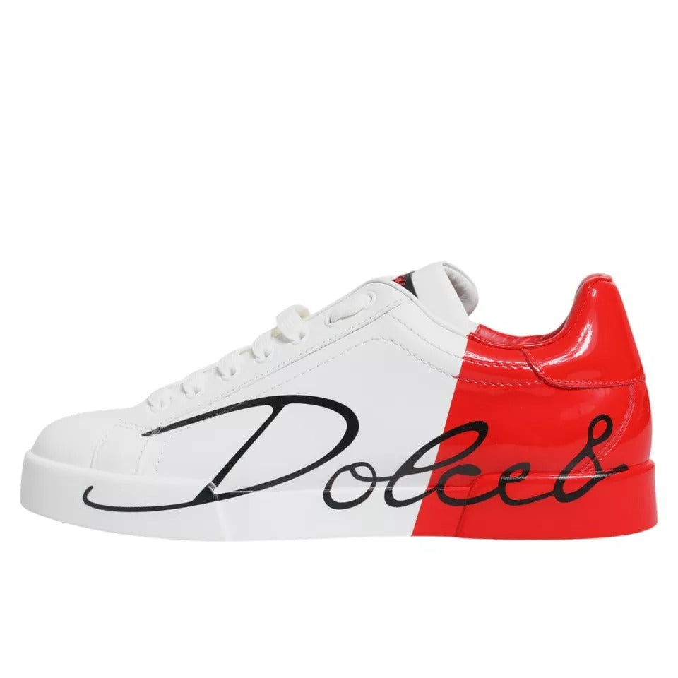 Dolce & Gabbana Weiß Rot Portofino Low Top Turnschuhe Schuhe