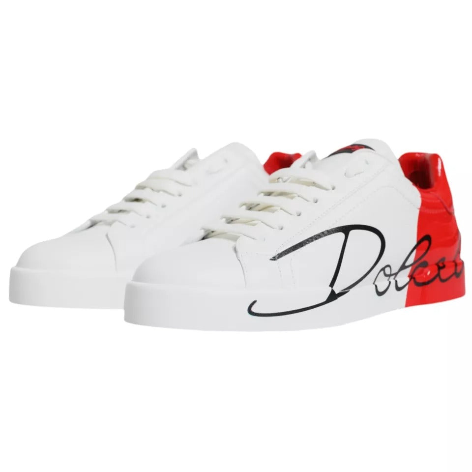 Dolce & Gabbana Weiß Rot Portofino Low Top Turnschuhe Schuhe