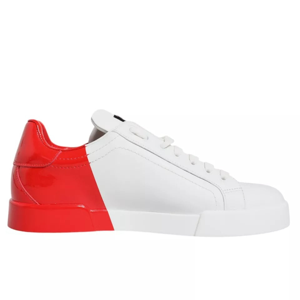 Dolce & Gabbana Weiß Rot Portofino Low Top Turnschuhe Schuhe