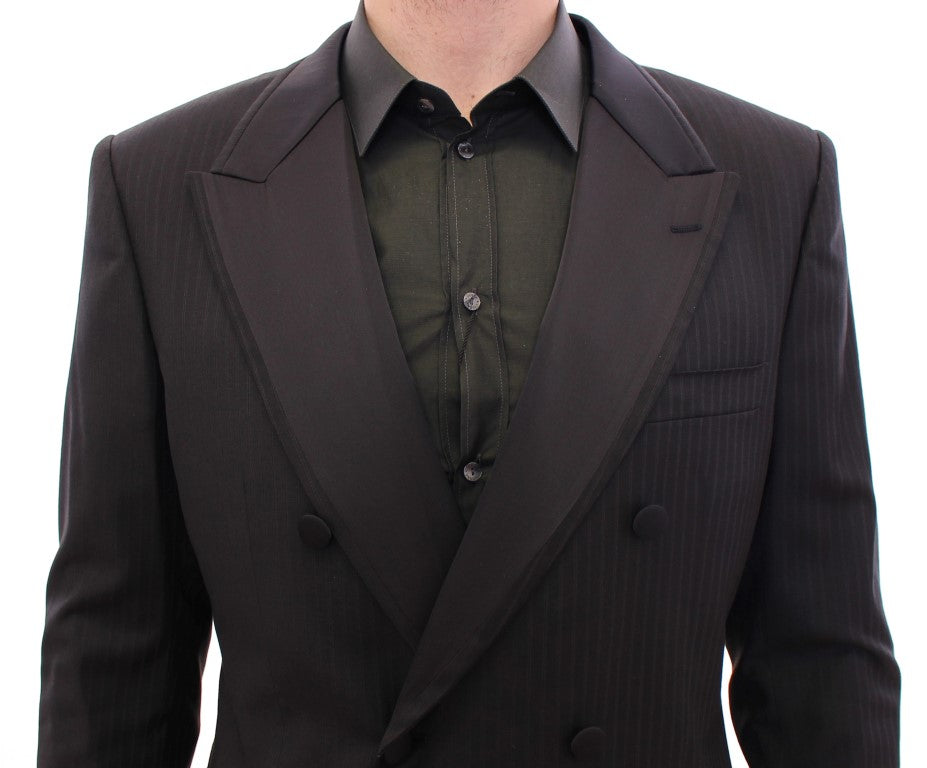 Dolce &amp; Gabbana Elegant black striped suit made of a wool-silk blend