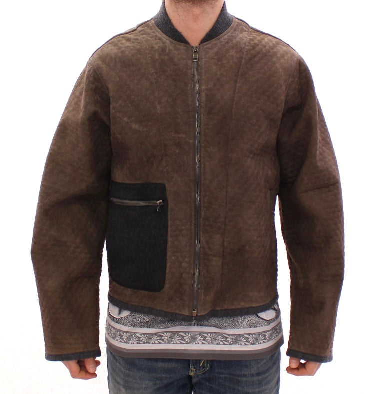 Dolce &amp; Gabbana Elegant jacket made of leather and wool blend