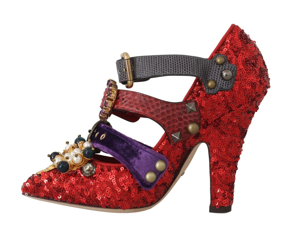 Dolce &amp; Gabbana Red Bellucci Alta Moda Embellished Pumps