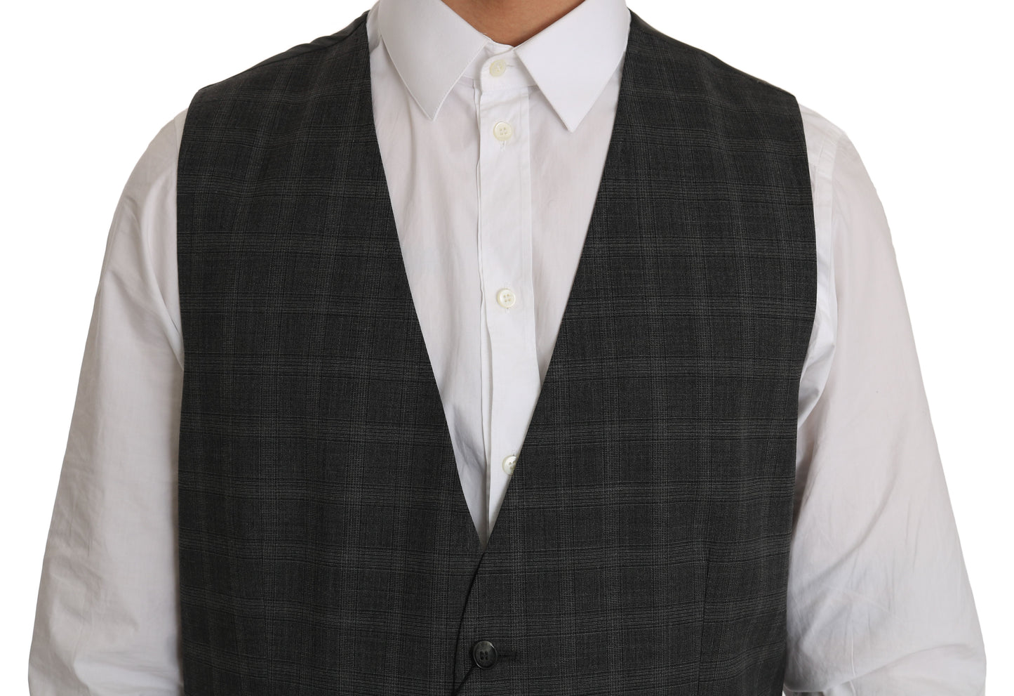 Dolce &amp; Gabbana Elegant checked wool vest for the urban man