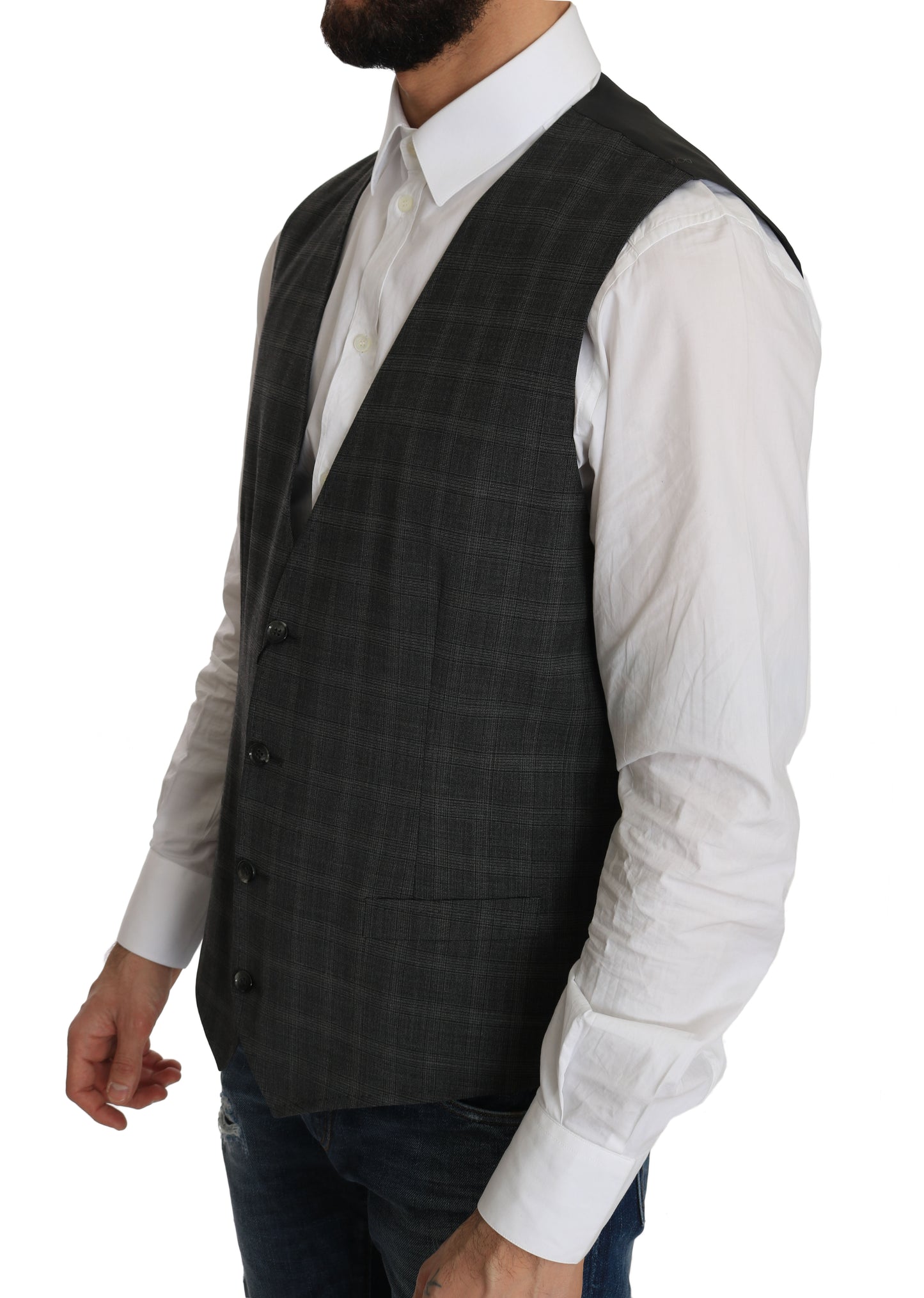 Dolce &amp; Gabbana Elegant checked wool vest for the urban man